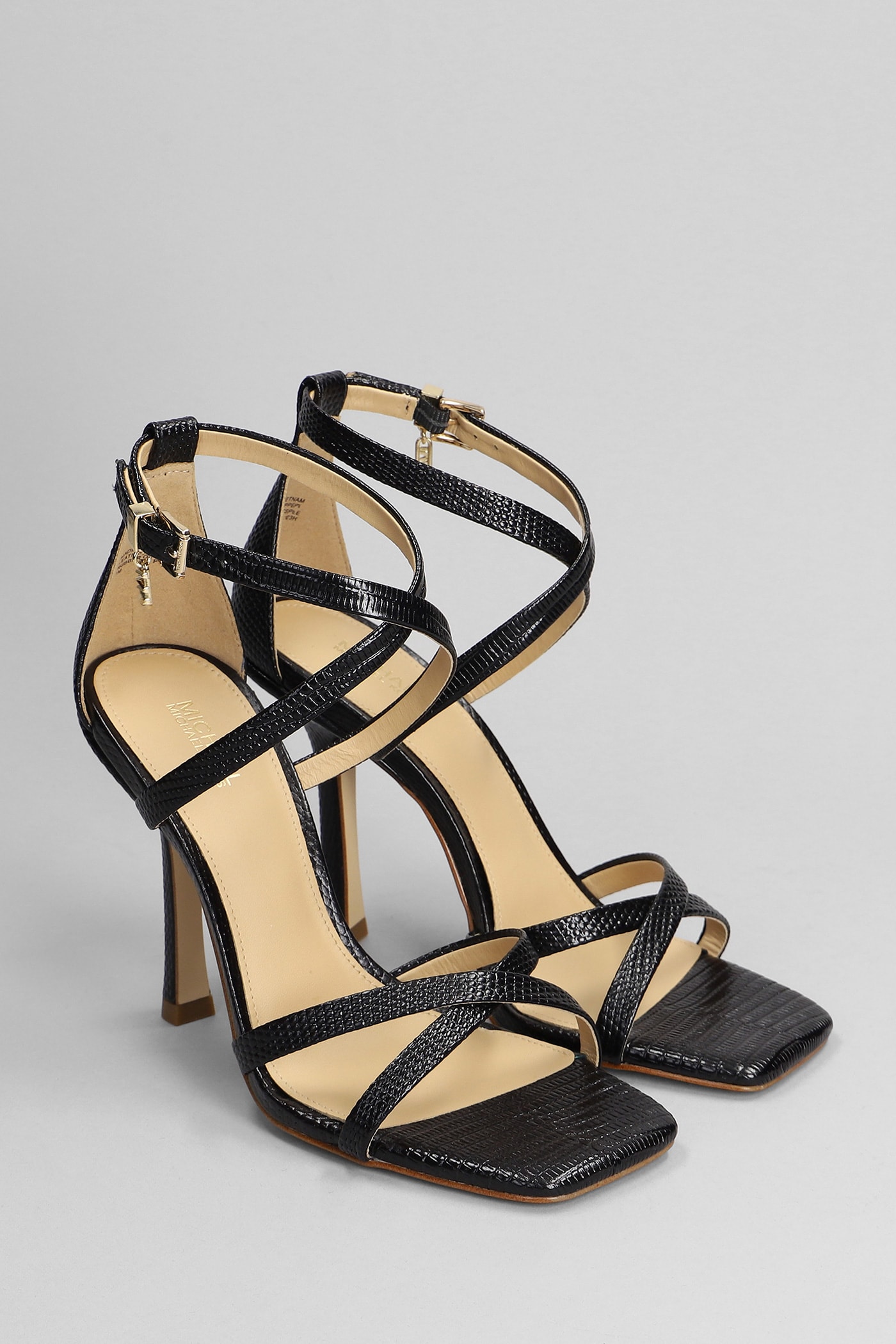 Shop Michael Kors Celia Sandals In Black Leather