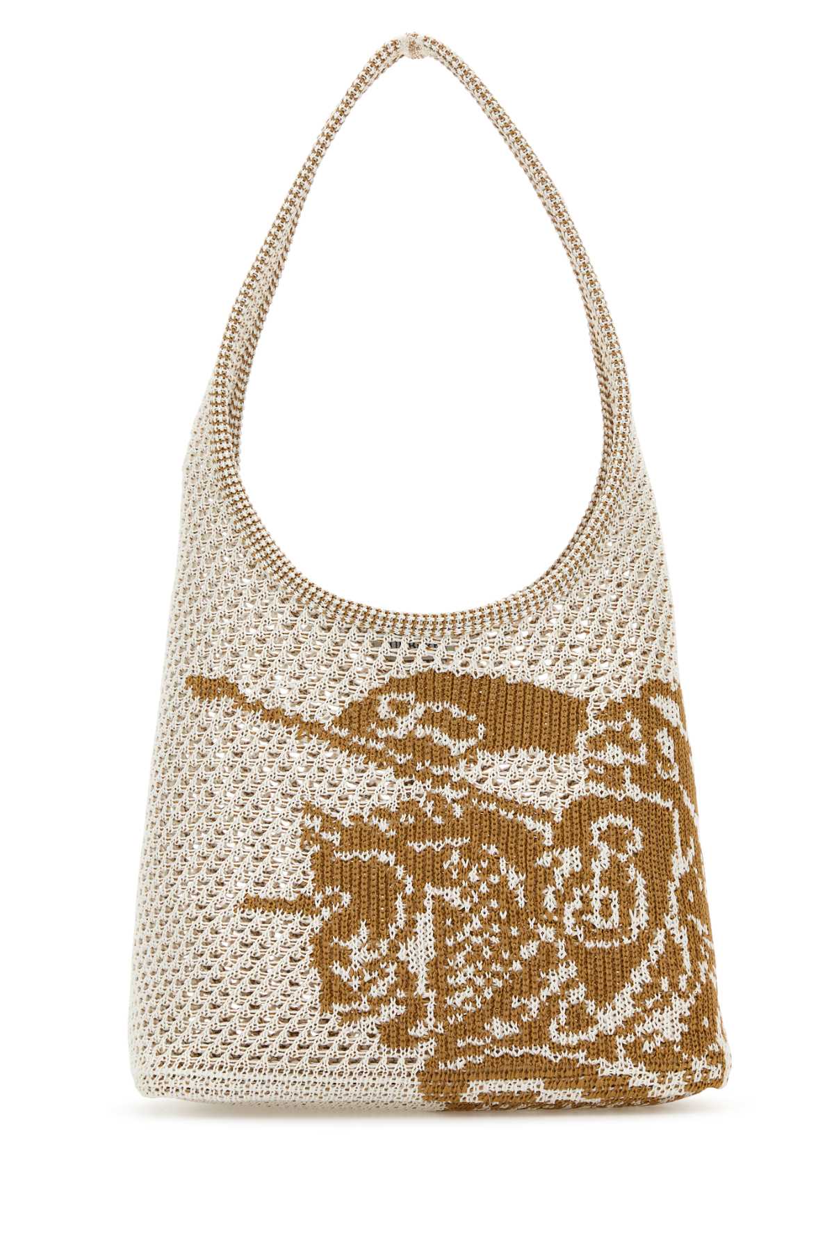 Burberry Graphic Design Knitted Shoulder Bag In White