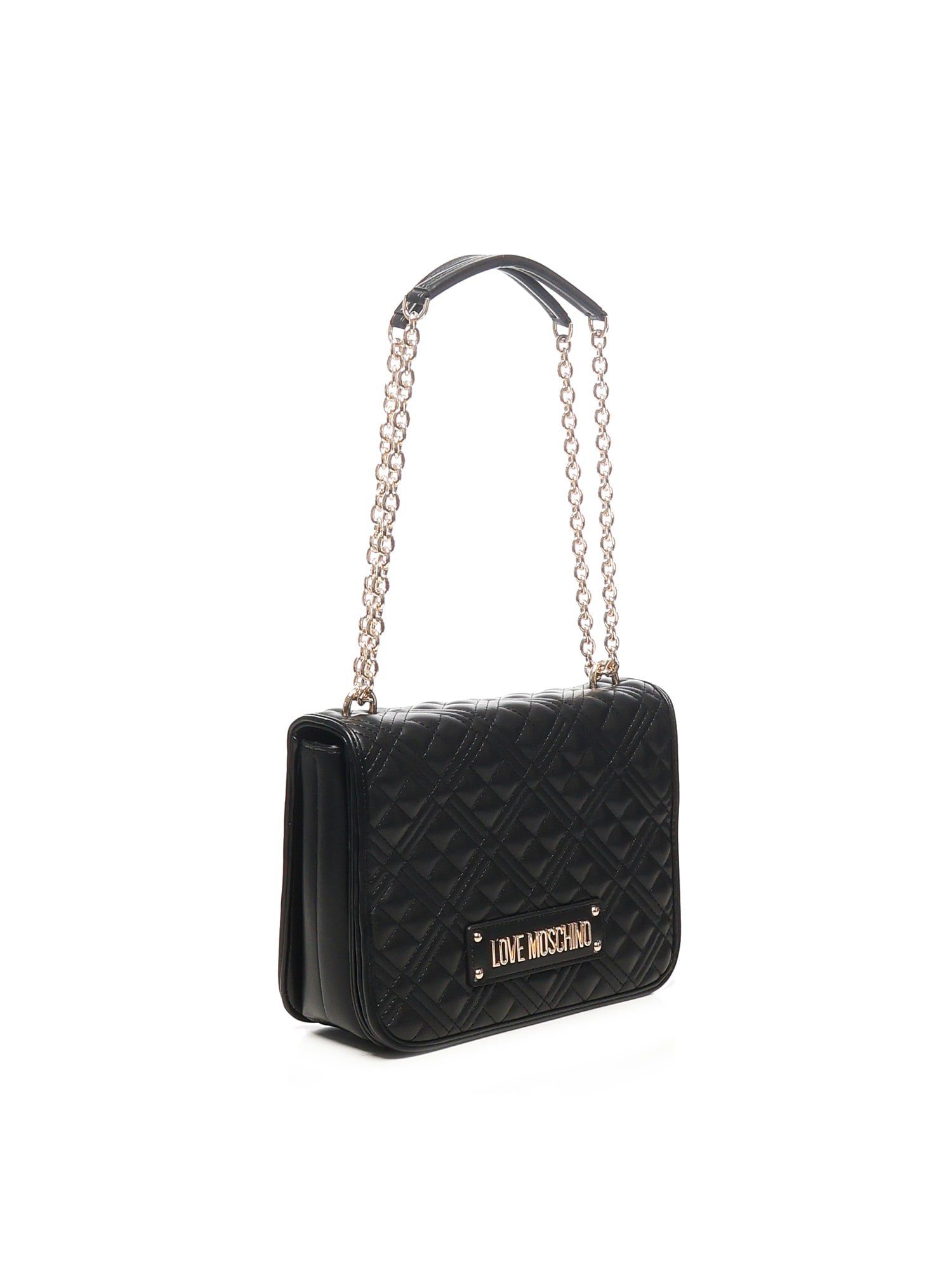 Love Moschino Quilted Shoulder Bag With Logo In Black