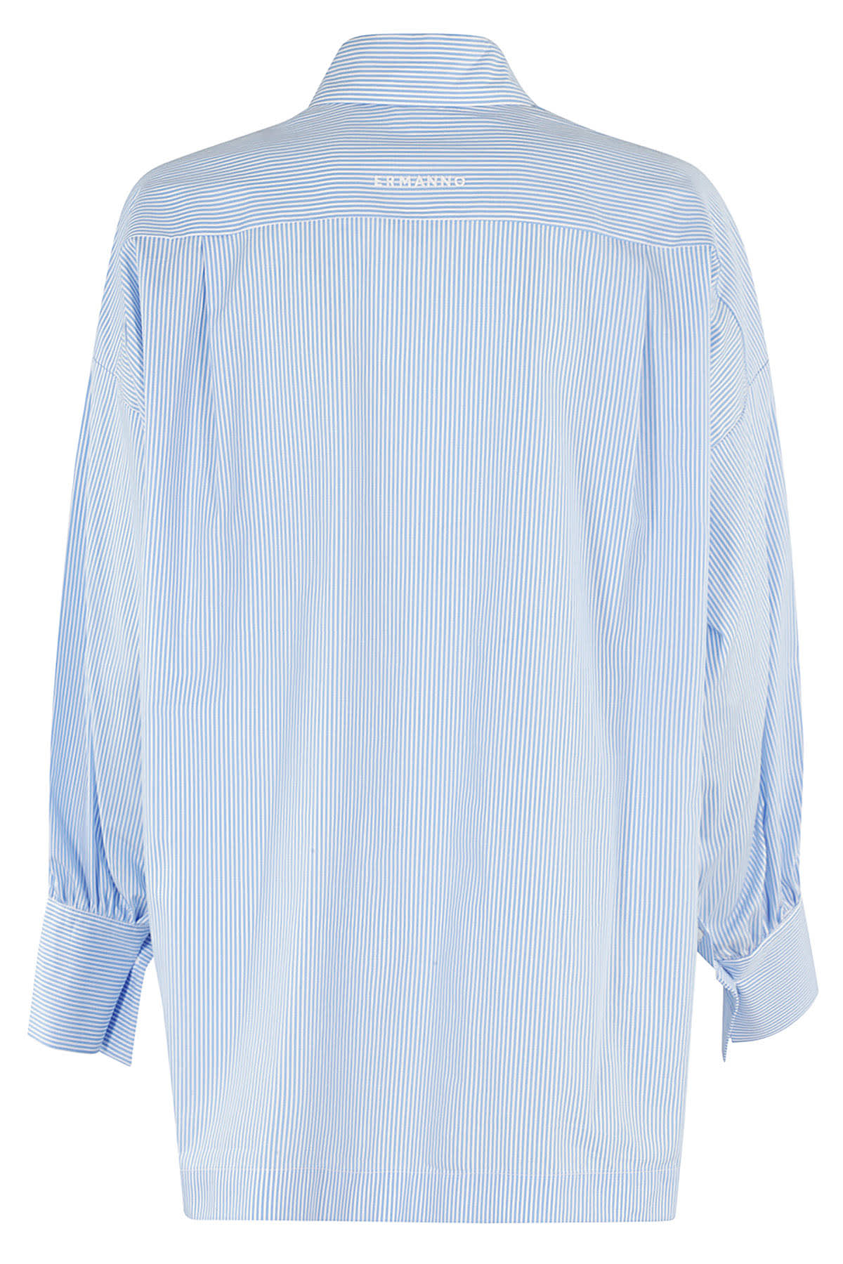 Shop Ermanno Firenze Camicia Manica Lunga In Bianco Azzurro
