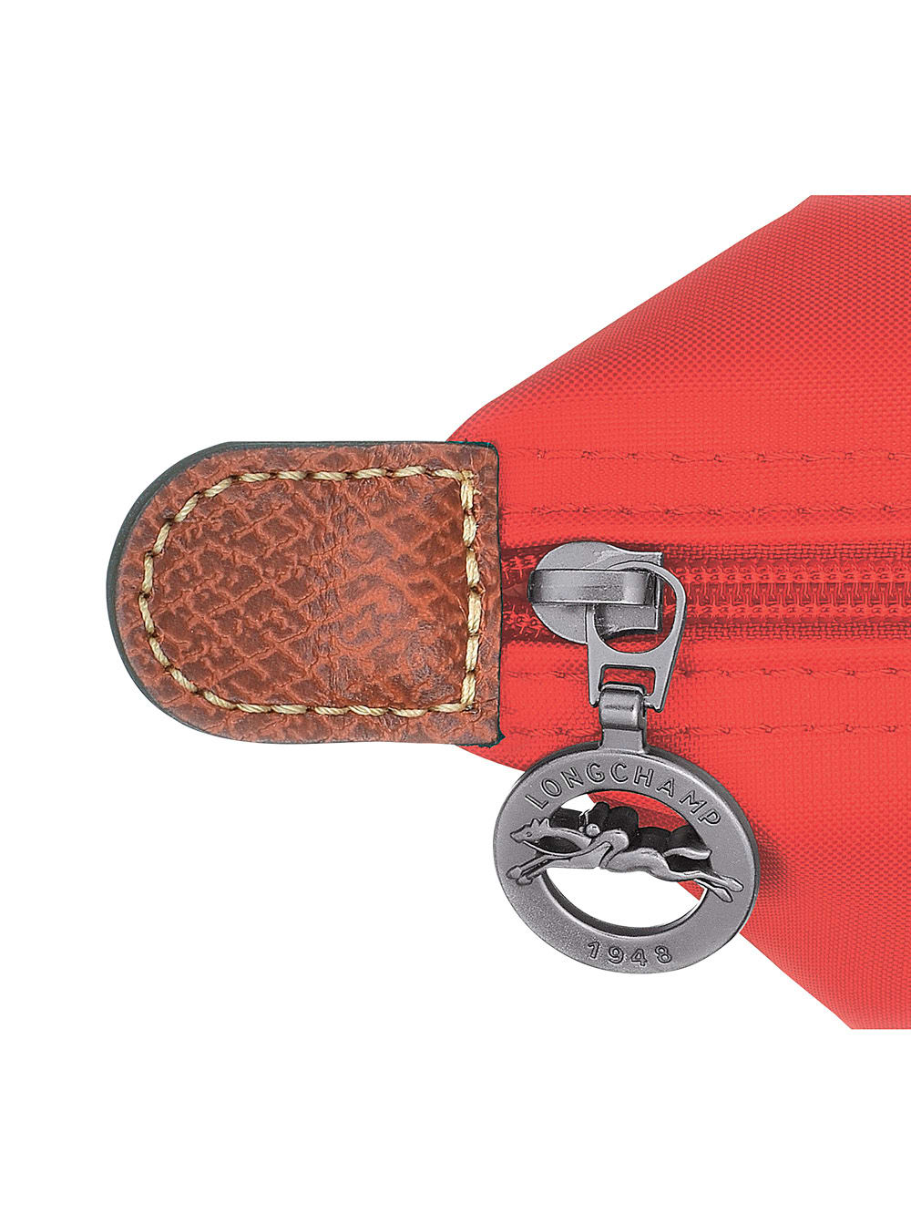 Longchamp 'le Pilage Original' Red Medium Handbag With Embossed Logo On The Front In Red