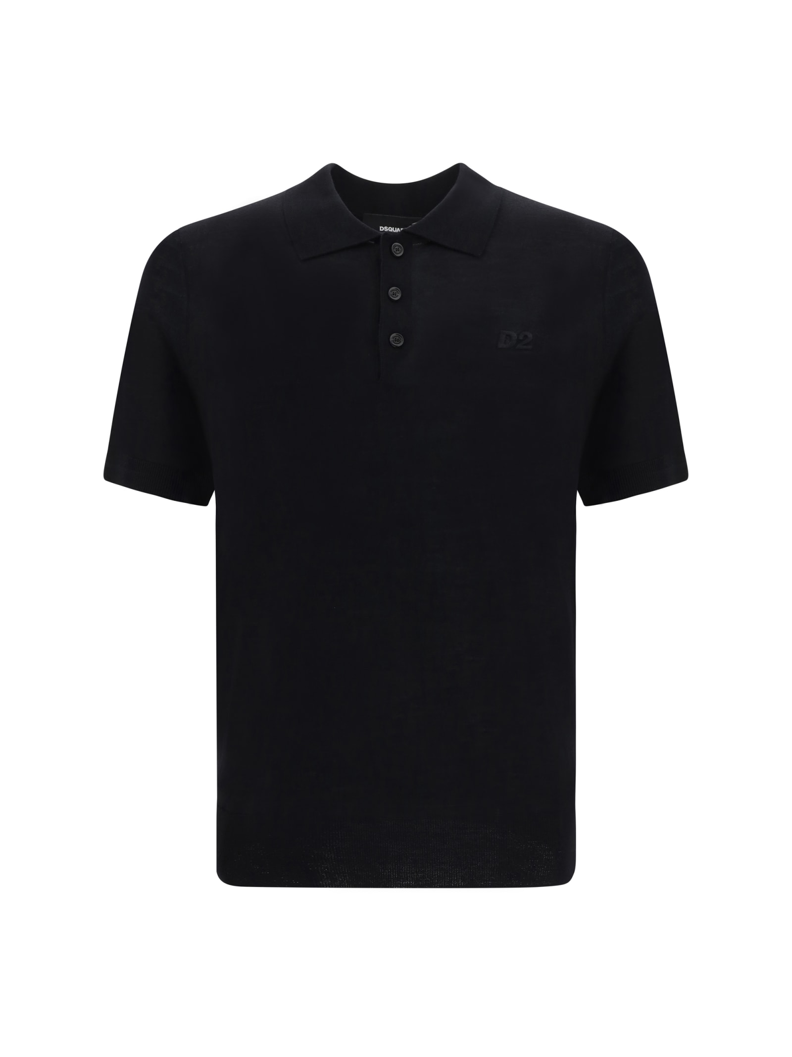 Shop Dsquared2 Knit Polo Shirt In Black