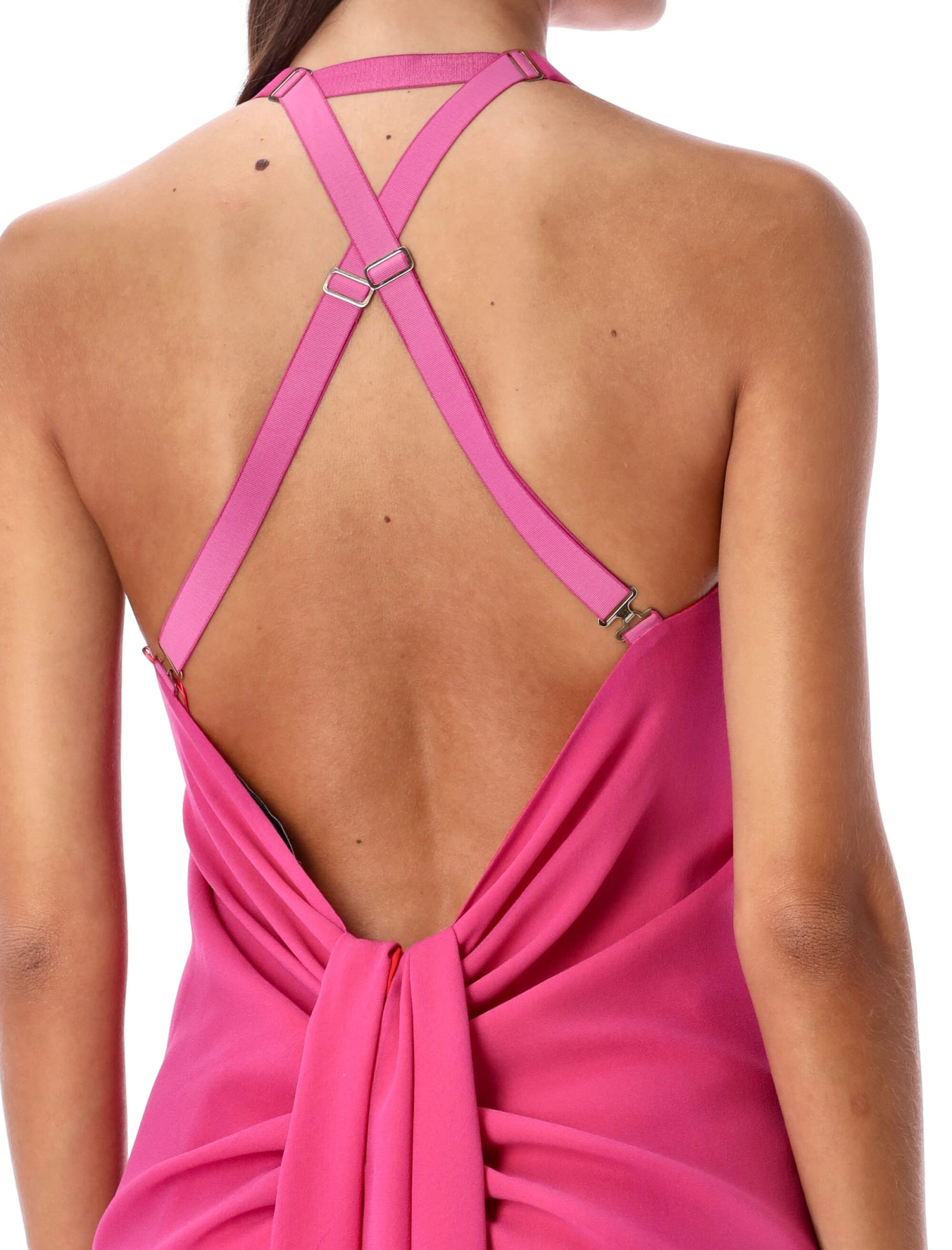 Fendi Drape-detailing Silk Midi Dress In Ciclamino
