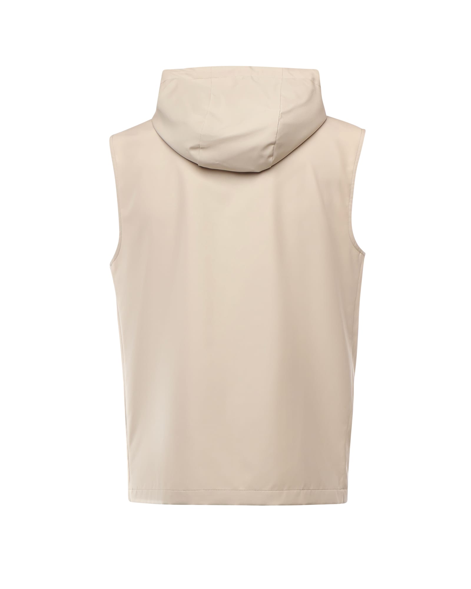 Eleventy Silk Hooded Vest In Sand