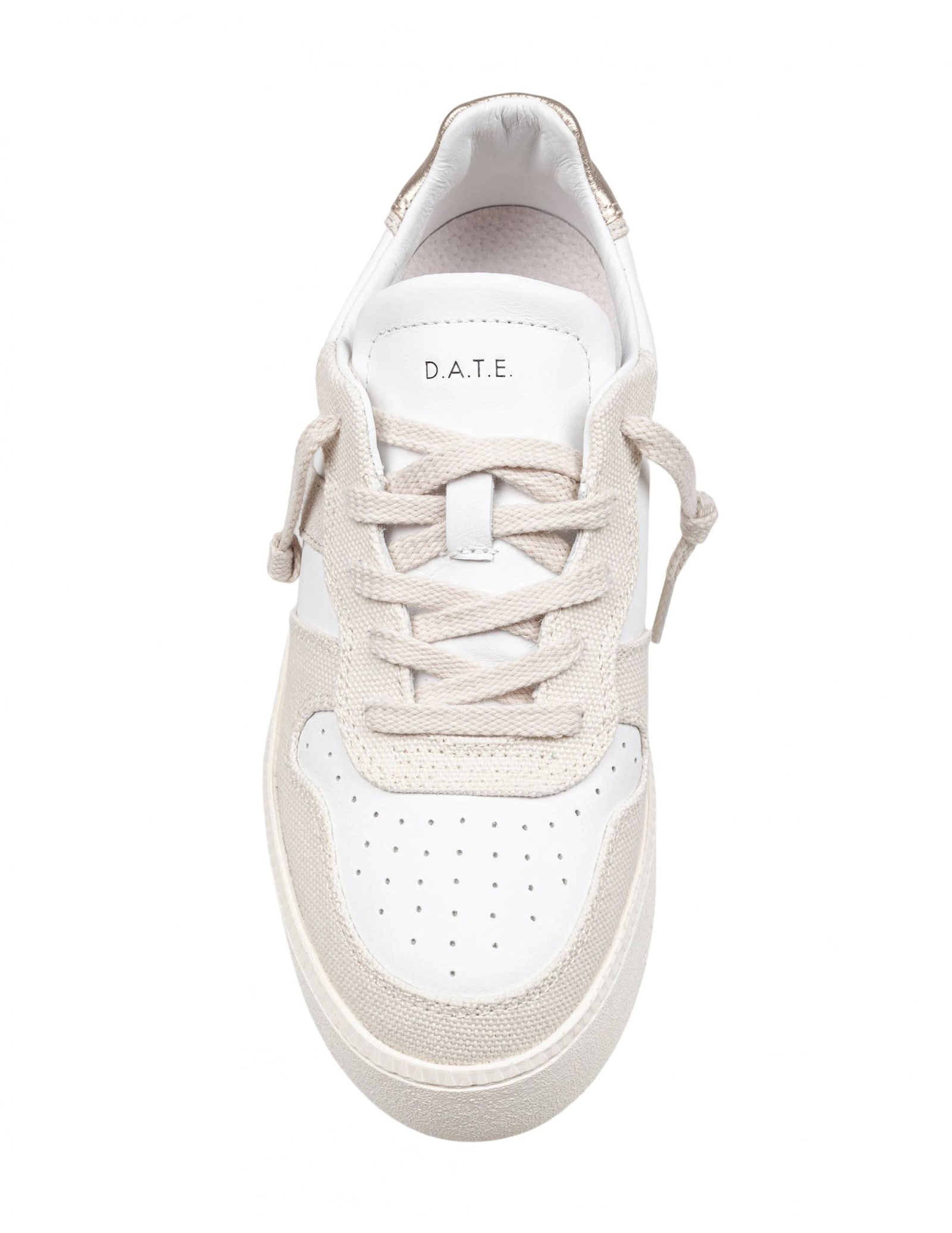 Date D.a.t.e Sneakers Court Platform In Leather And Fabric Color White And Beige In Beige