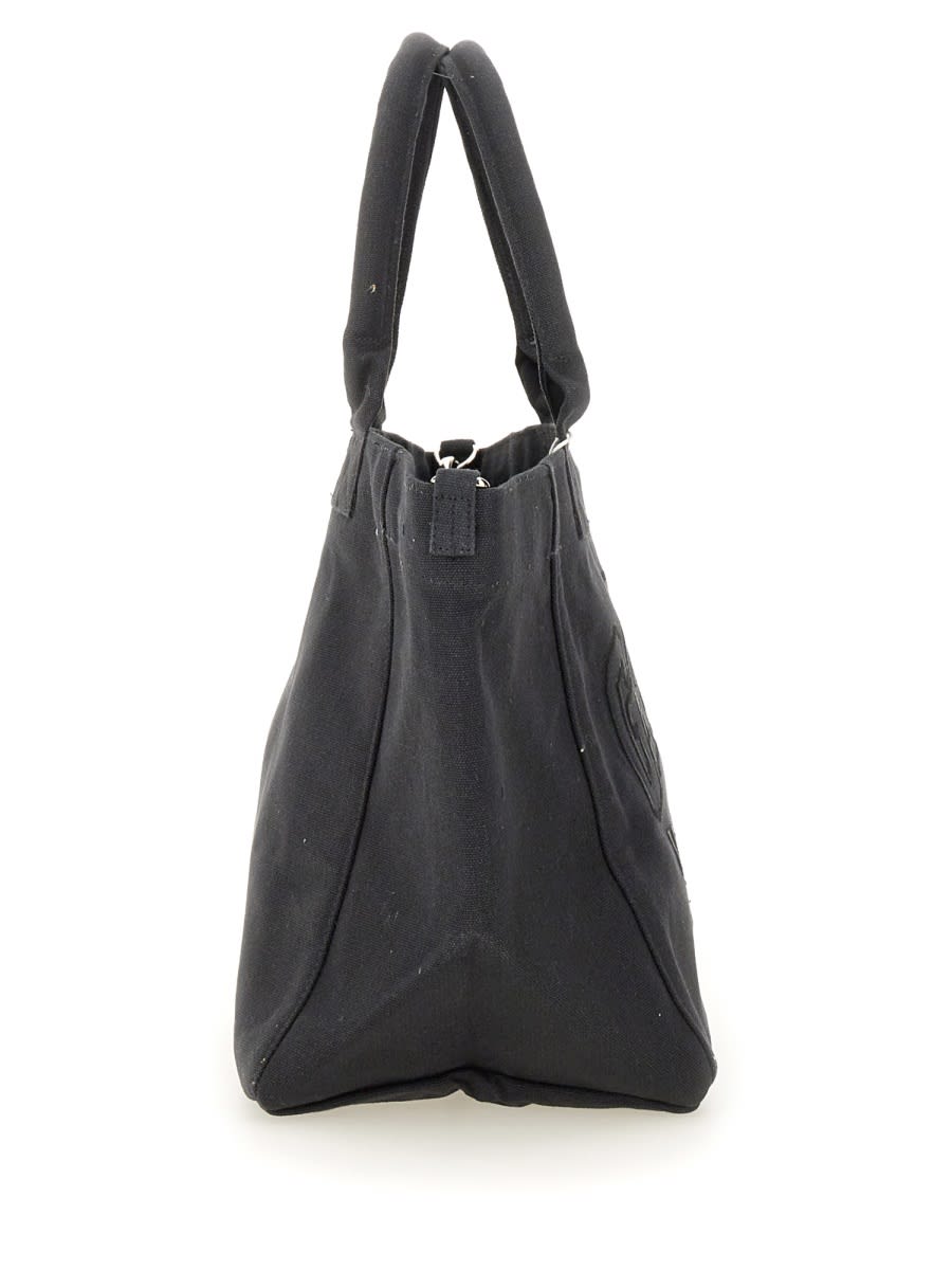 Shop Ganni Small Shopper Bag With Logo In Black