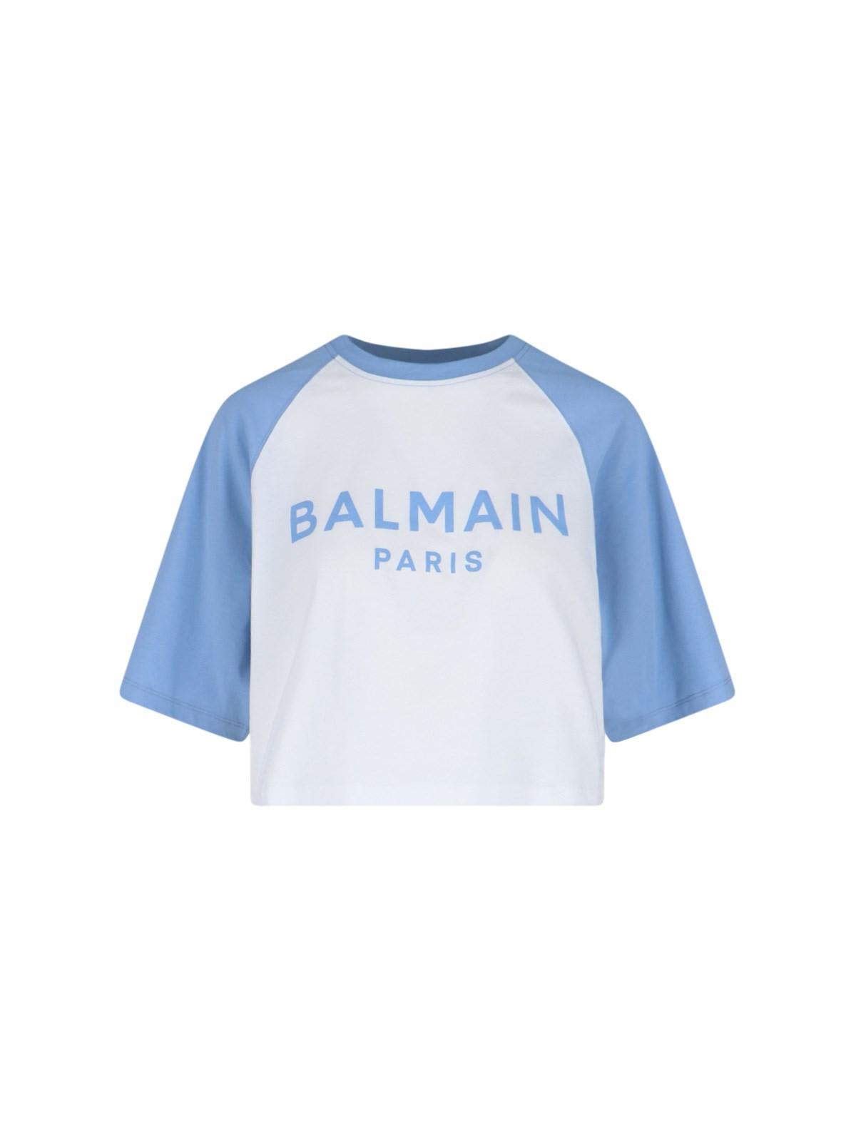 Shop Balmain Logo Crop T-shirt