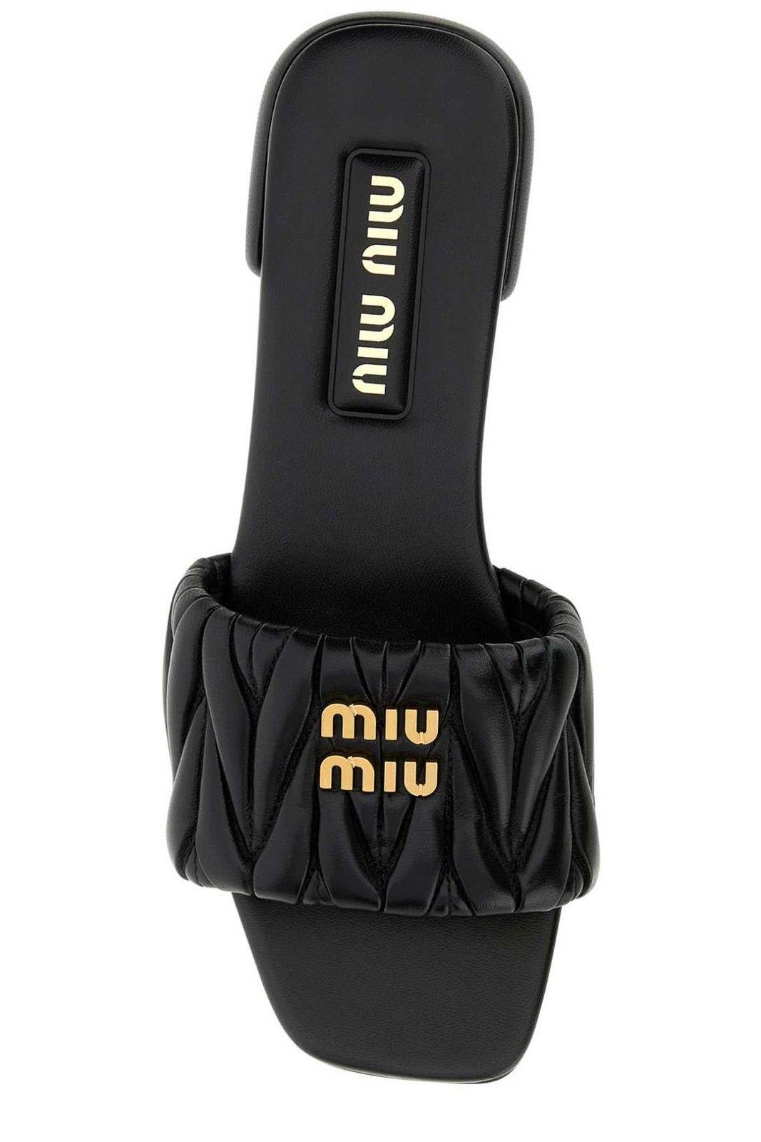 Shop Miu Miu Logo Plaque Matelass Andals