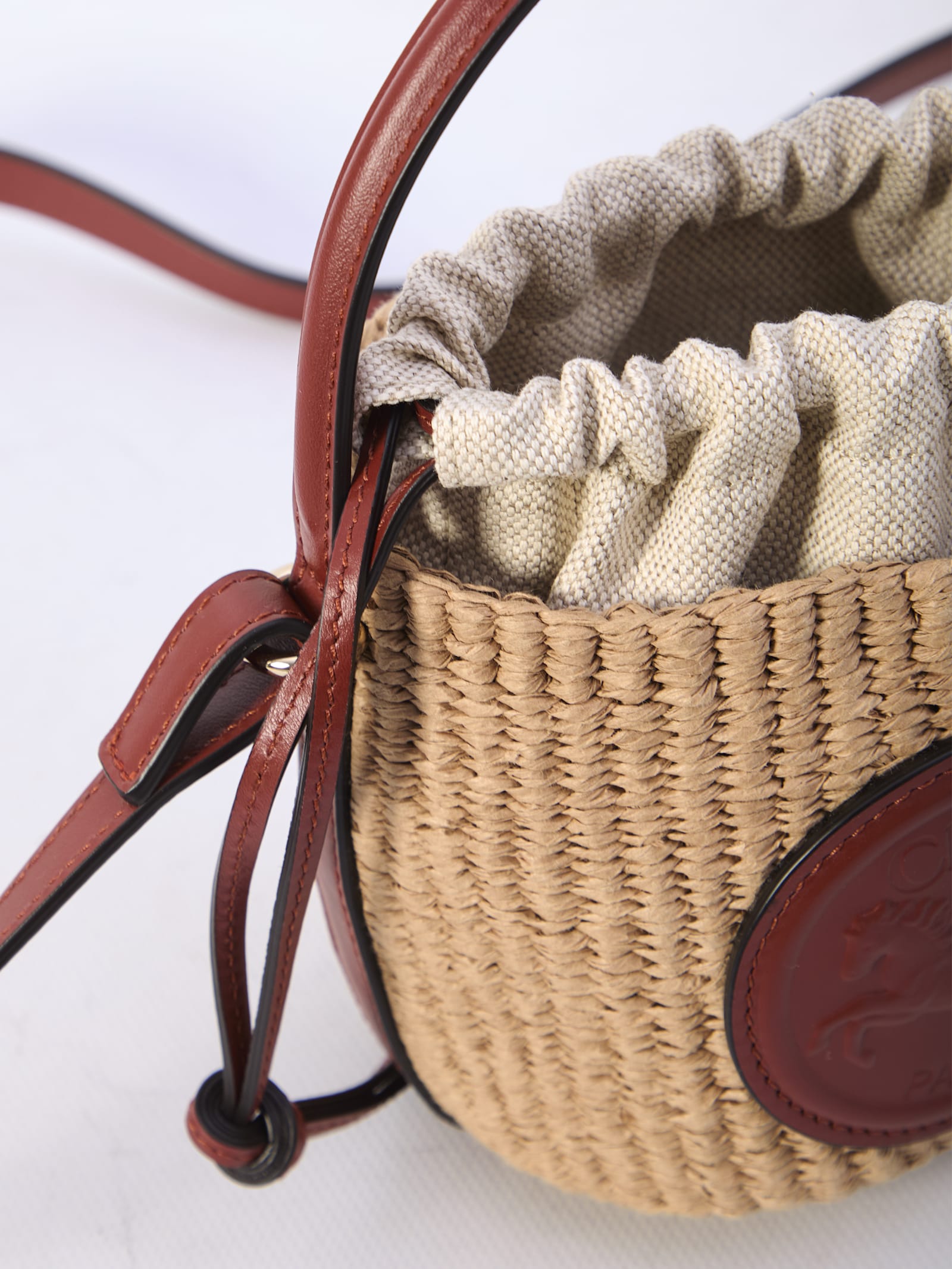 Shop Chloé Mini Horse Medal Basket Bag In Brown