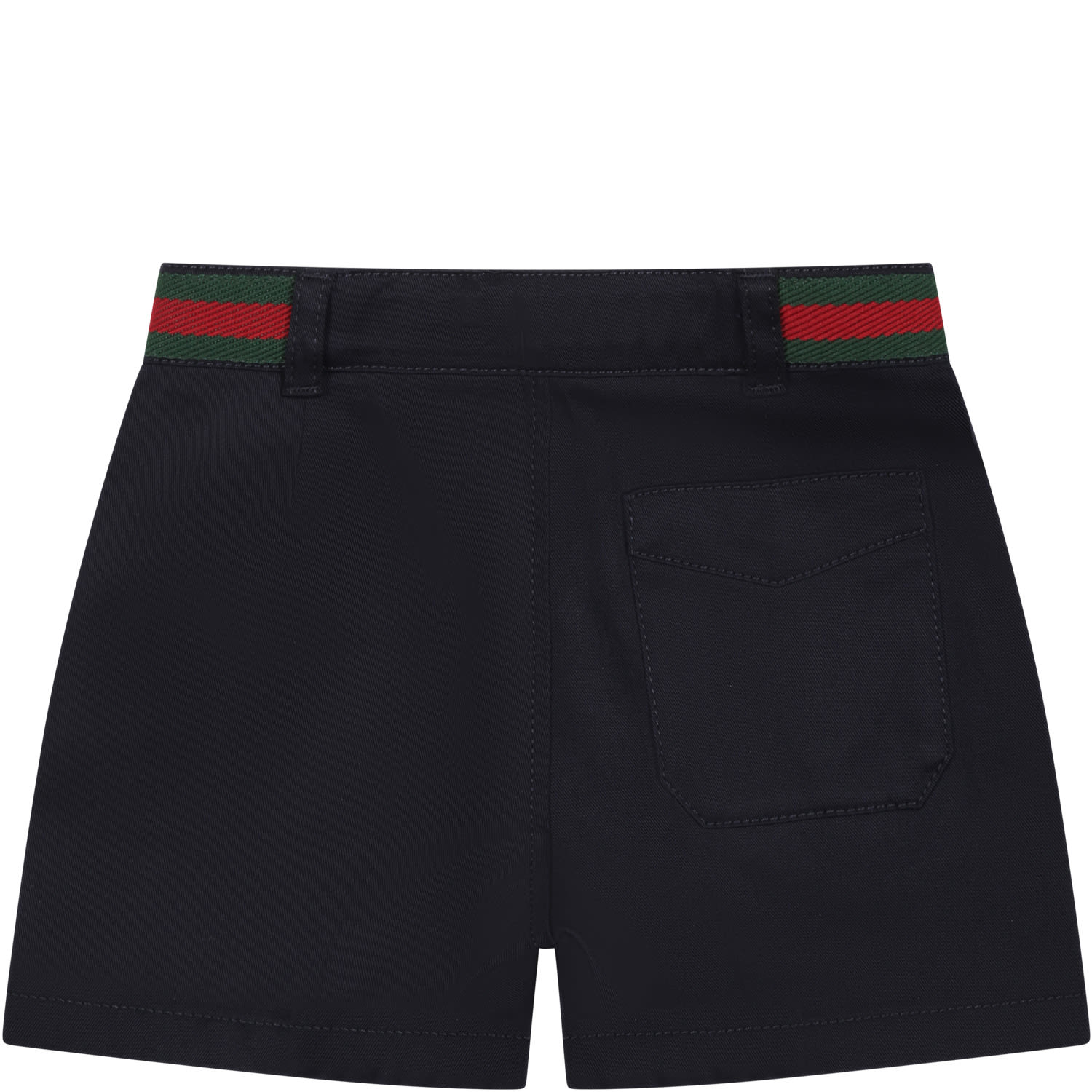 Shop Gucci Blue Shorts For Baby Boy With Web Detail