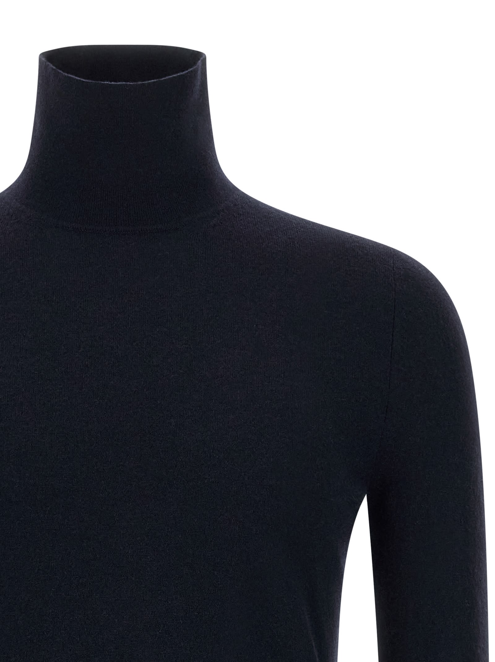 Gucci Dark Blue High Neck Sweater In Blue