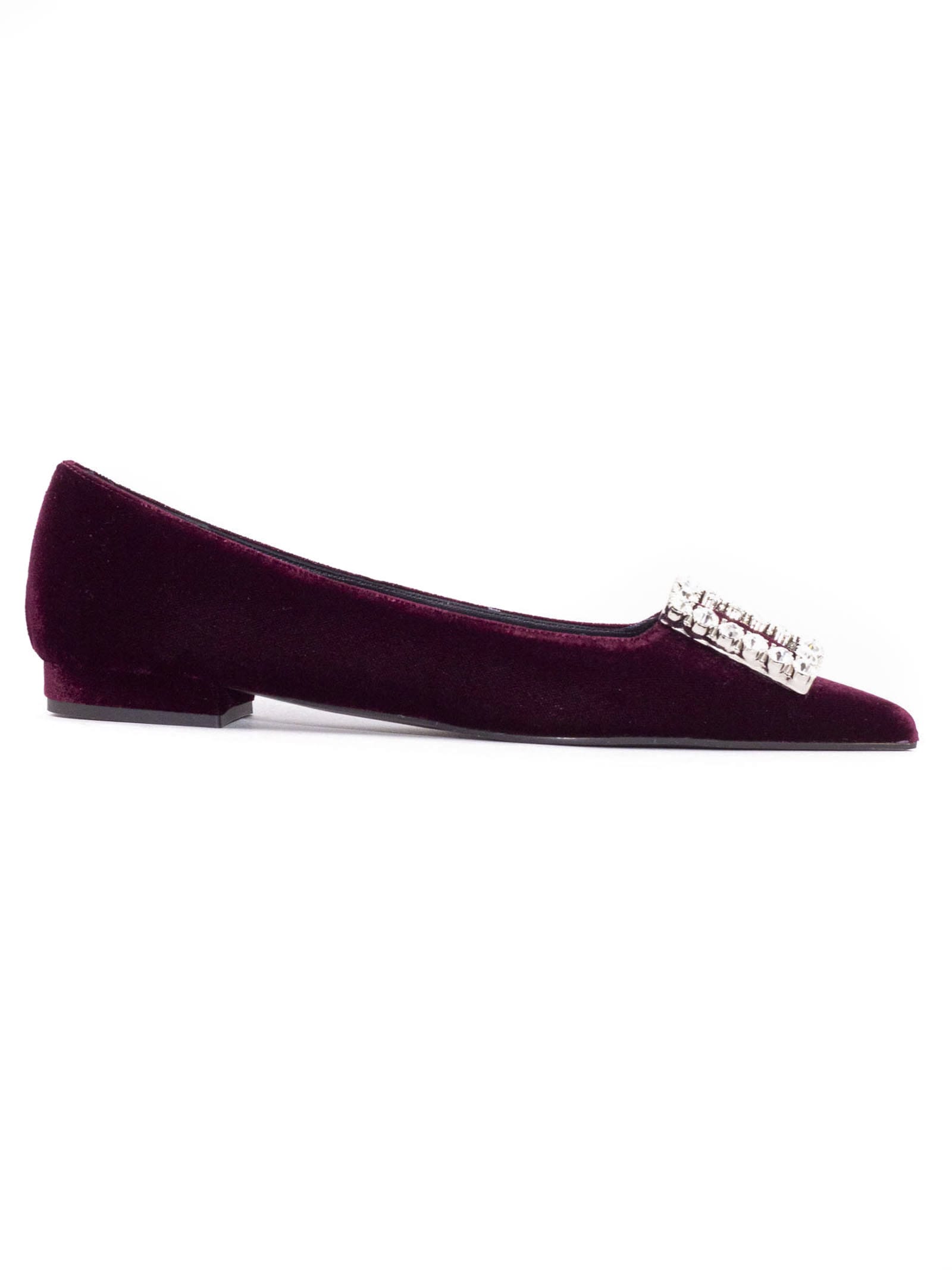 Shop Roberto Festa Amaia Burgundy Velvet Ballerina Shoes In Bordeaux