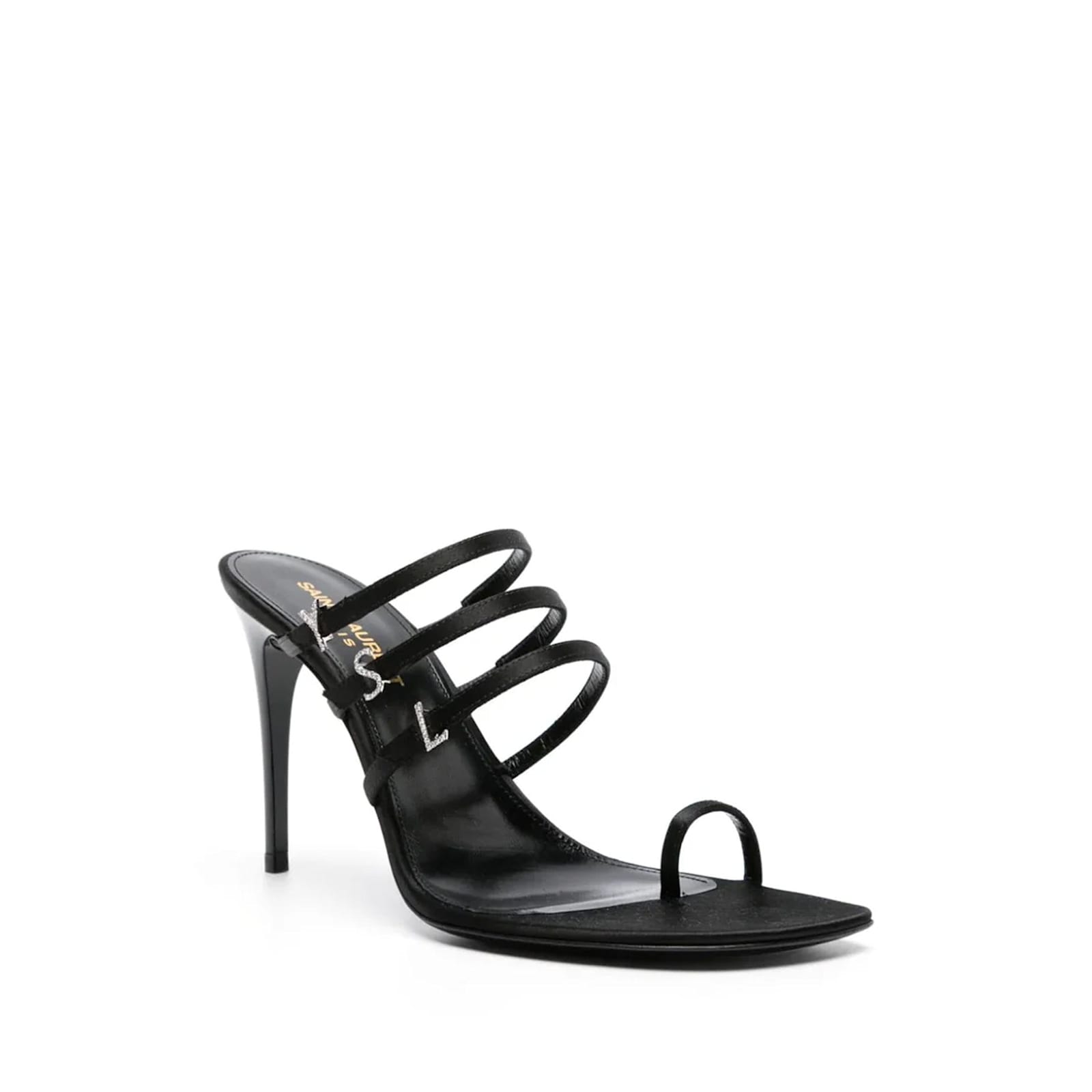 Shop Saint Laurent Jerry 95 Satin Sandals In Black