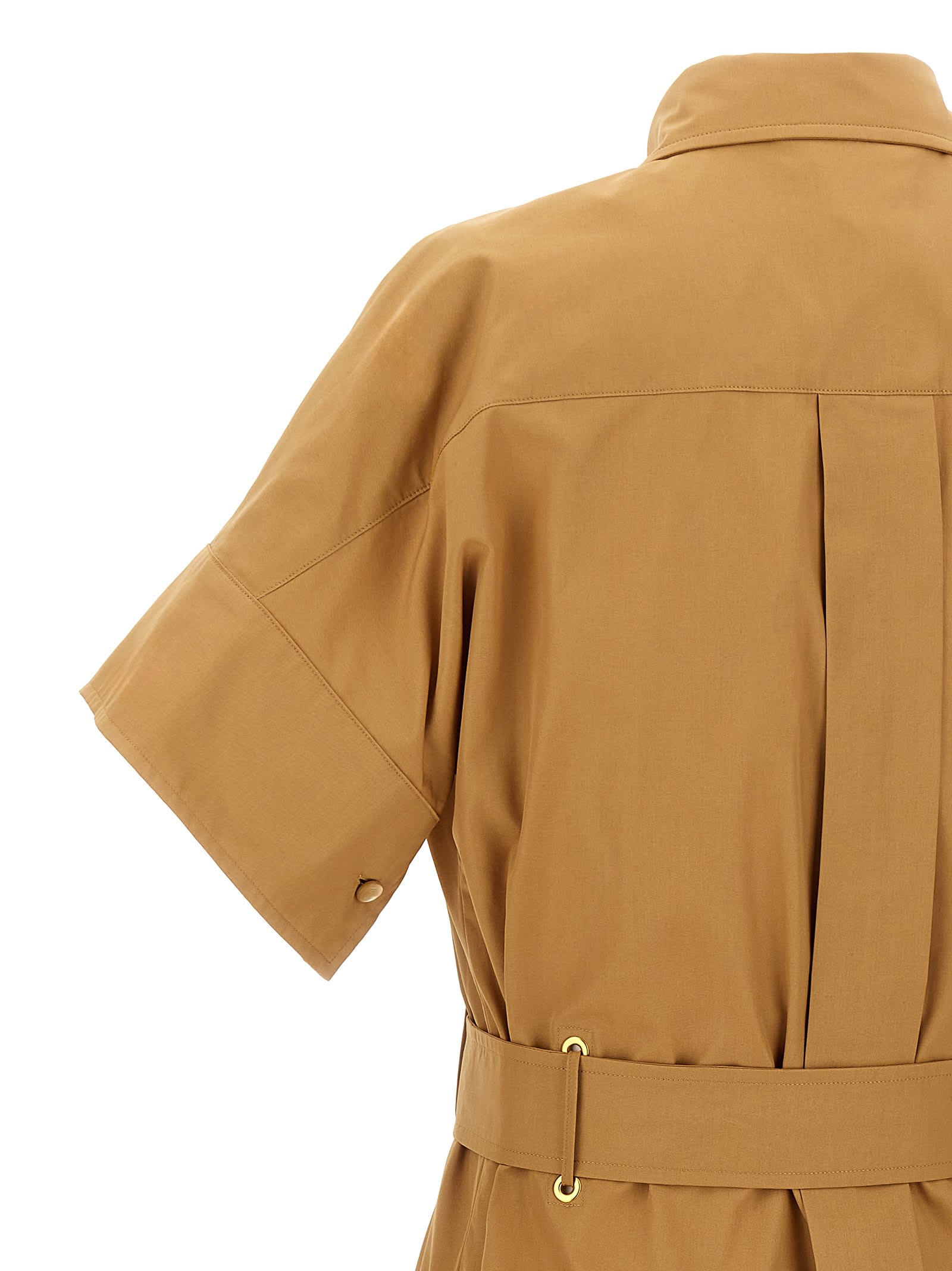 Max Mara Caramel-coloured Shirt Dress Women In Gold