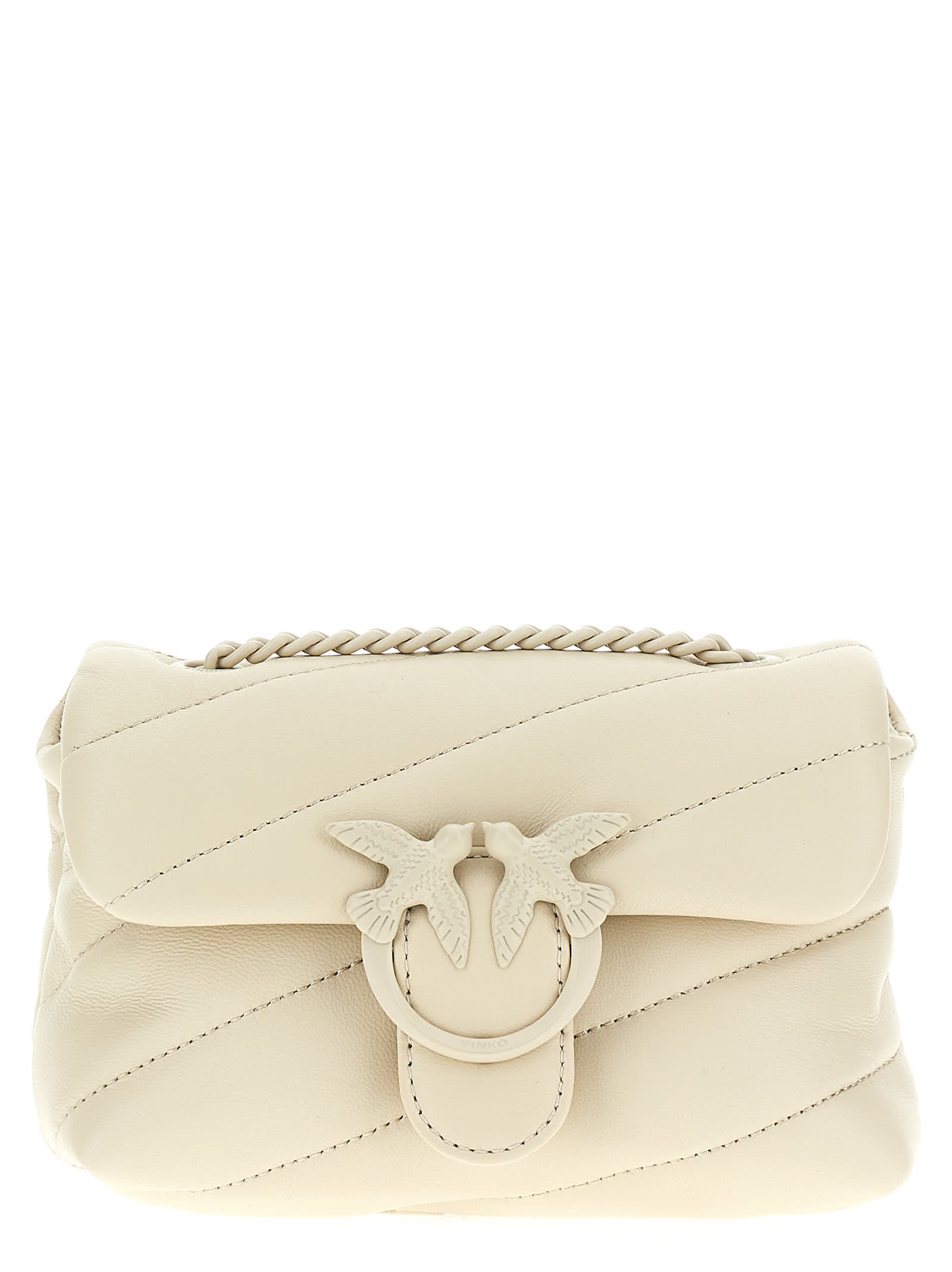 Shop Pinko Love Puff Baby Crossbody Bag In Bianco + Bianco-block Color