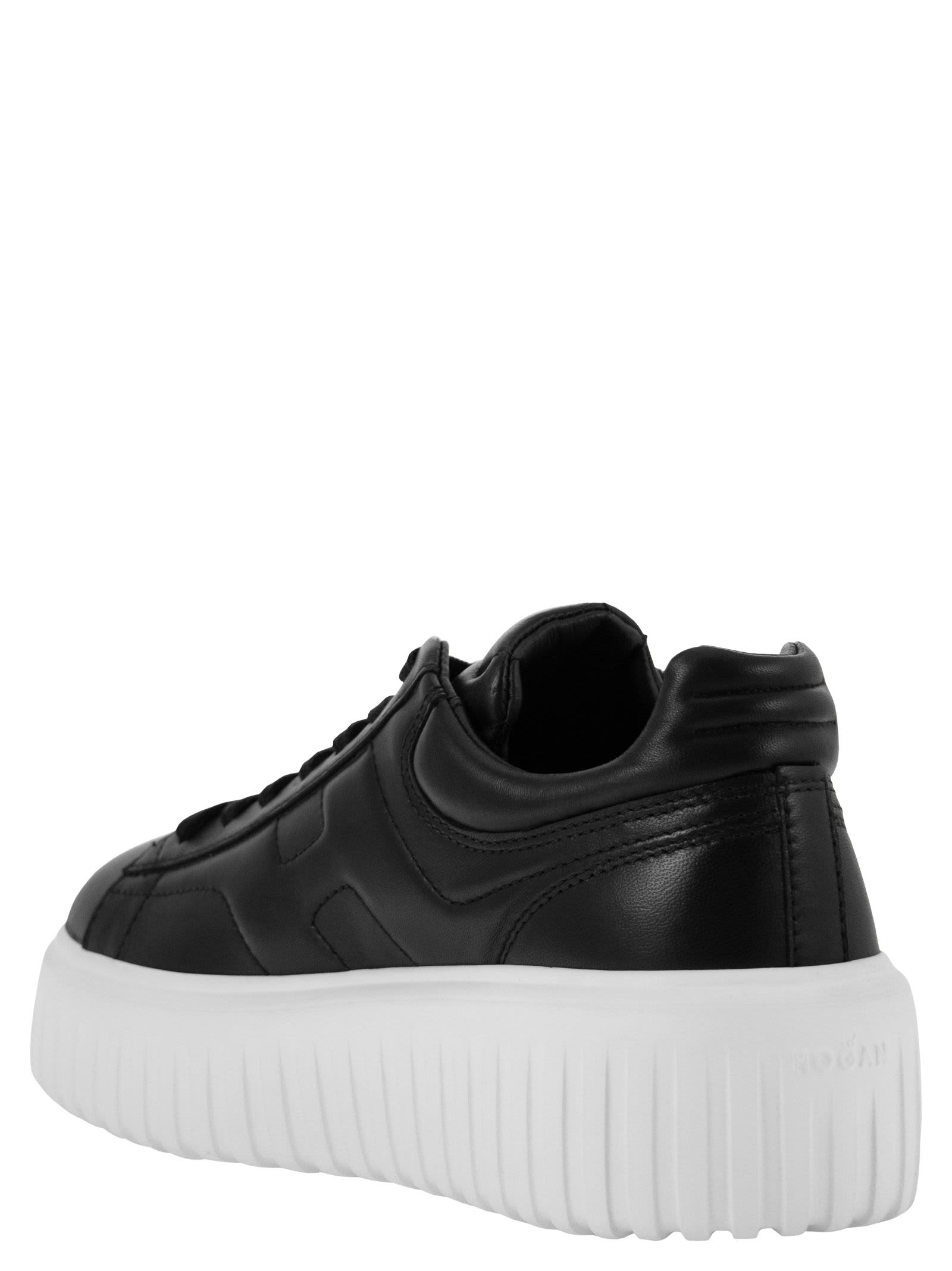Shop Hogan H-stripes Sneakers In Nappa Leather In Black/white