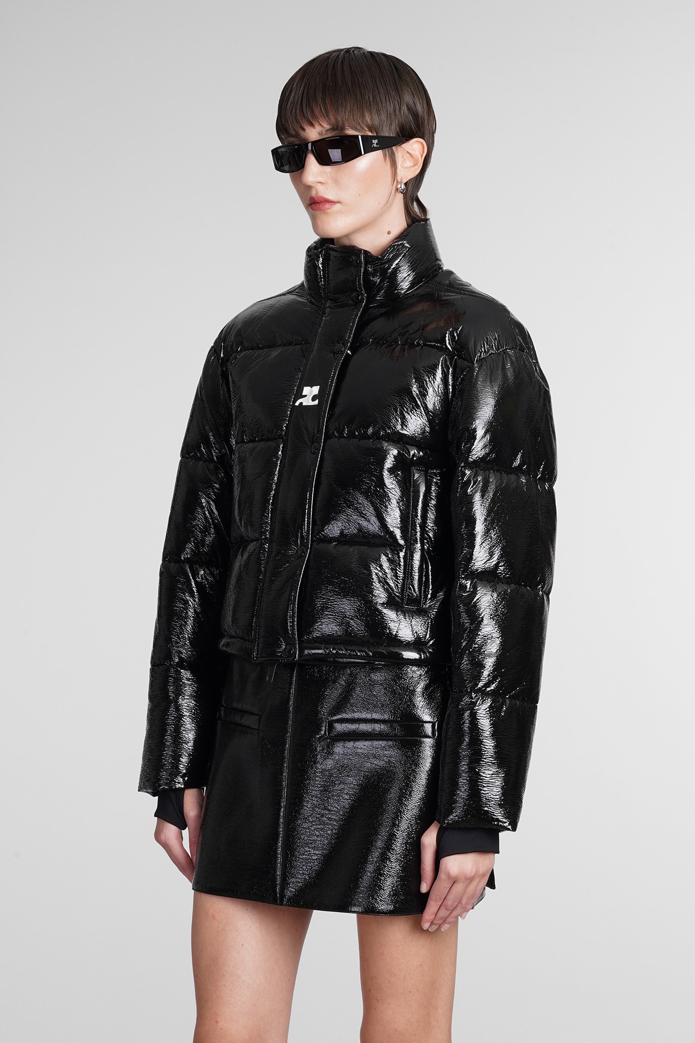 Courrèges Vinyl Down Jacket In Black