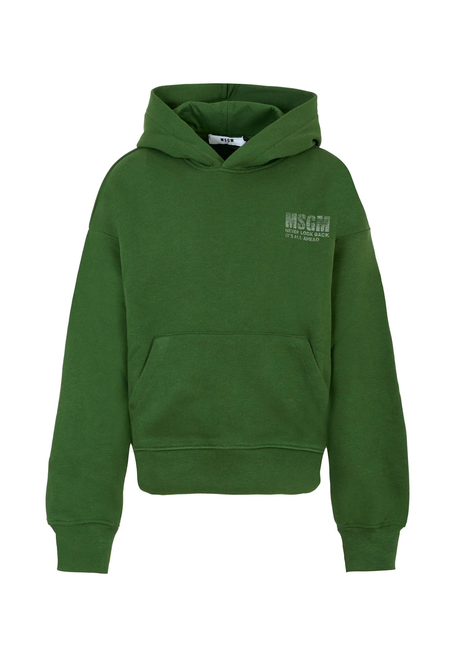 Msgm Green Sweatshirt For Kids With Loho In Green