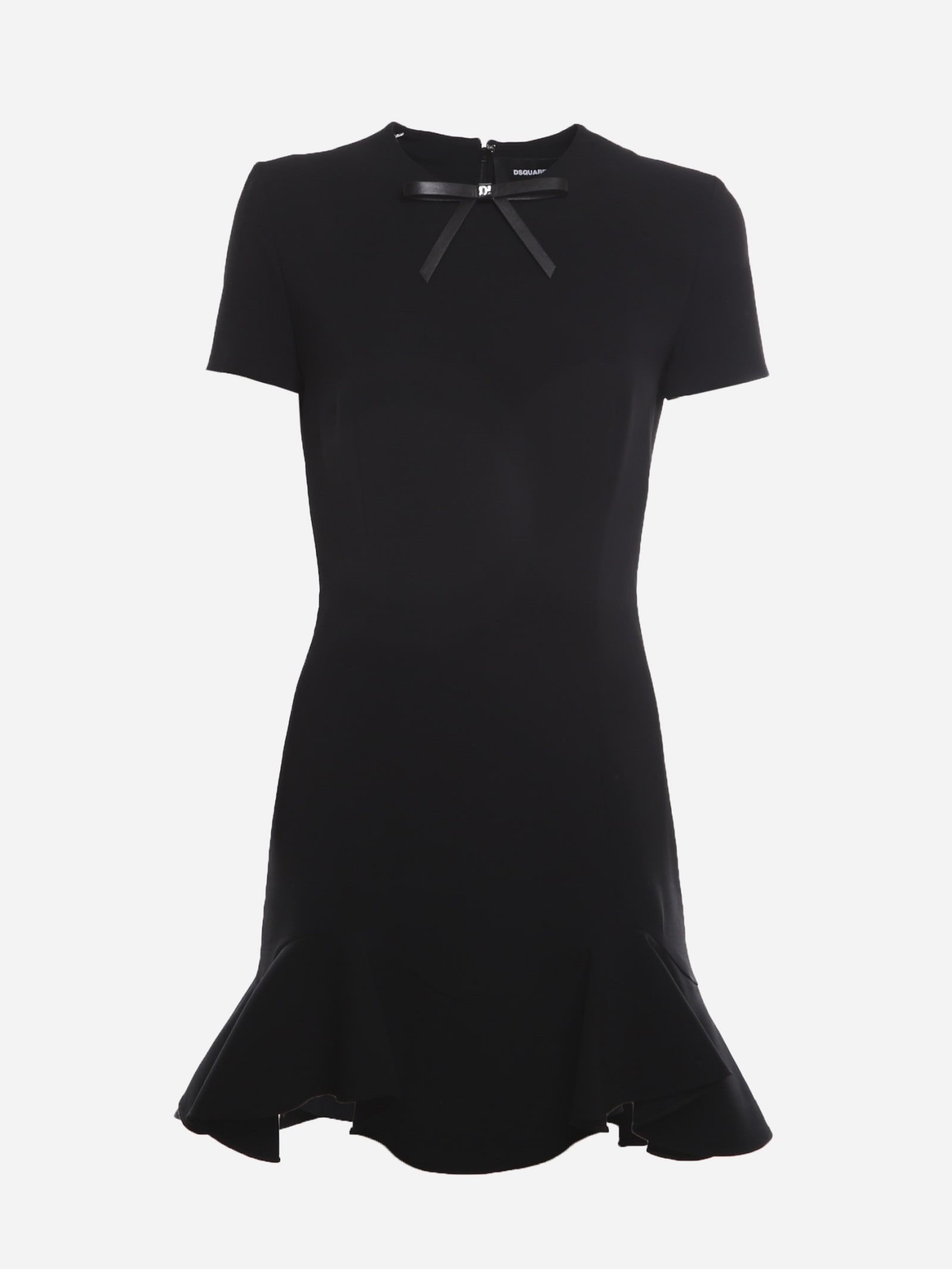 Dsquared2 Mini Dress In Cady And Viscose Crepe With Mini Bow