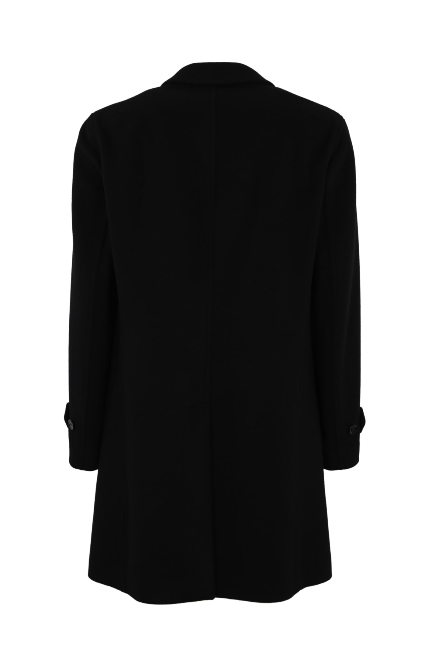 Shop Lardini 5-button Trench Coat In Black Wool In Nero