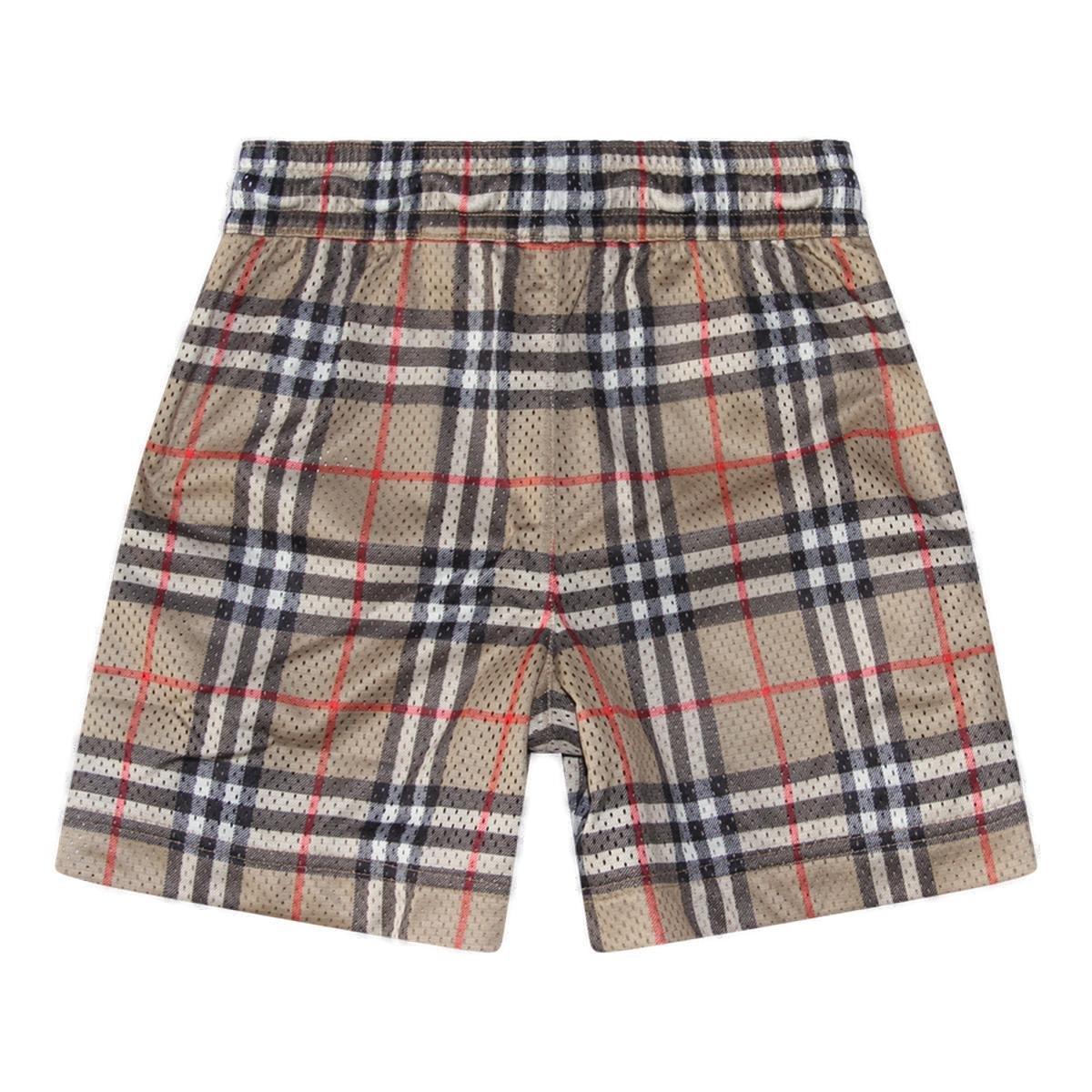 Shop Burberry Checked Drawstring Perforated Shorts