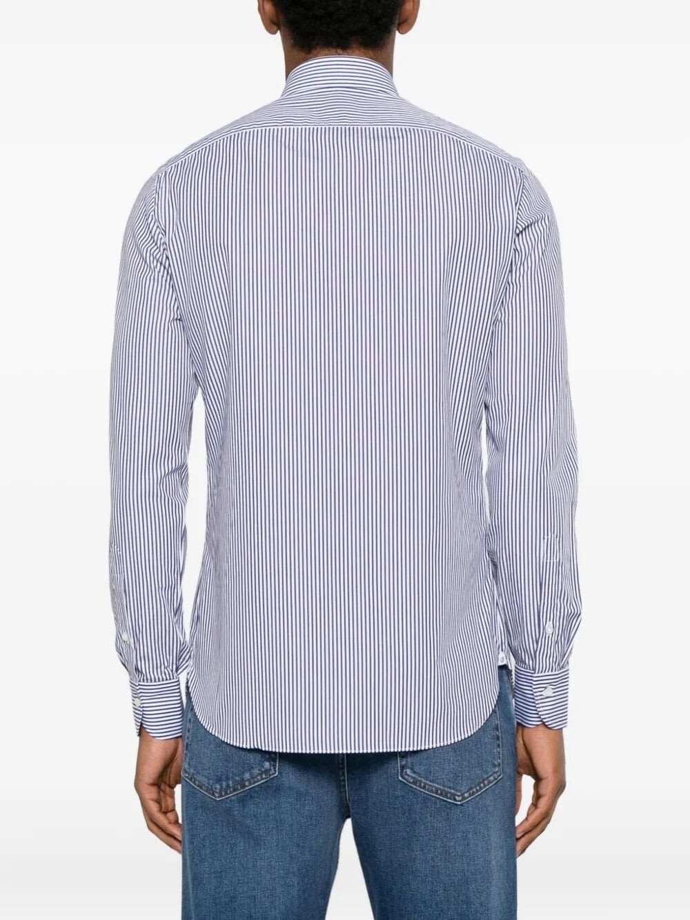 Borriello Napoli Striped Cotton Shirt In Blue
