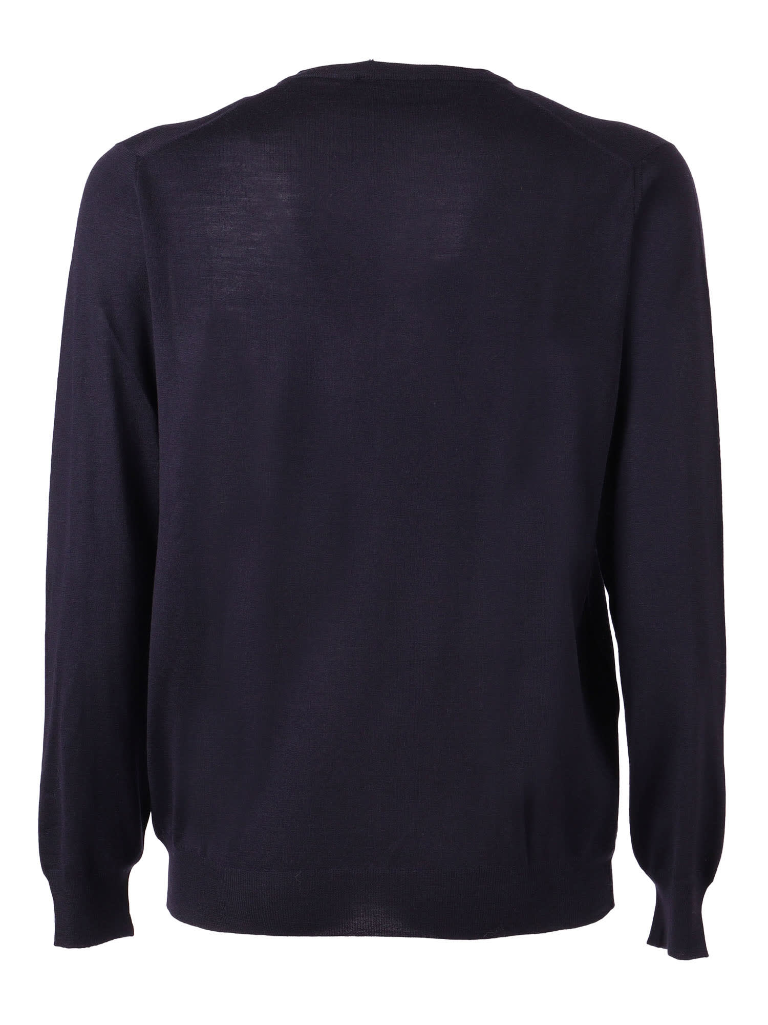 Fedeli V-neck L/s Knitted Sweater Man In Blue