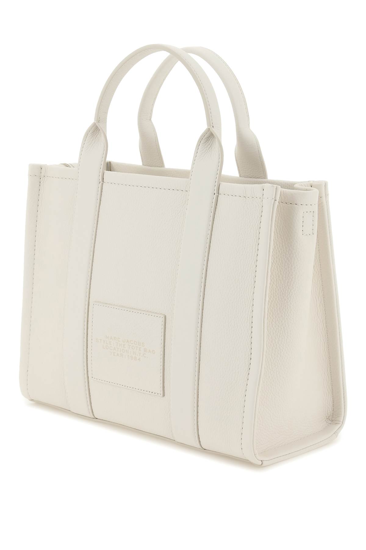 Shop Marc Jacobs The Leather Small Tote Bag In White