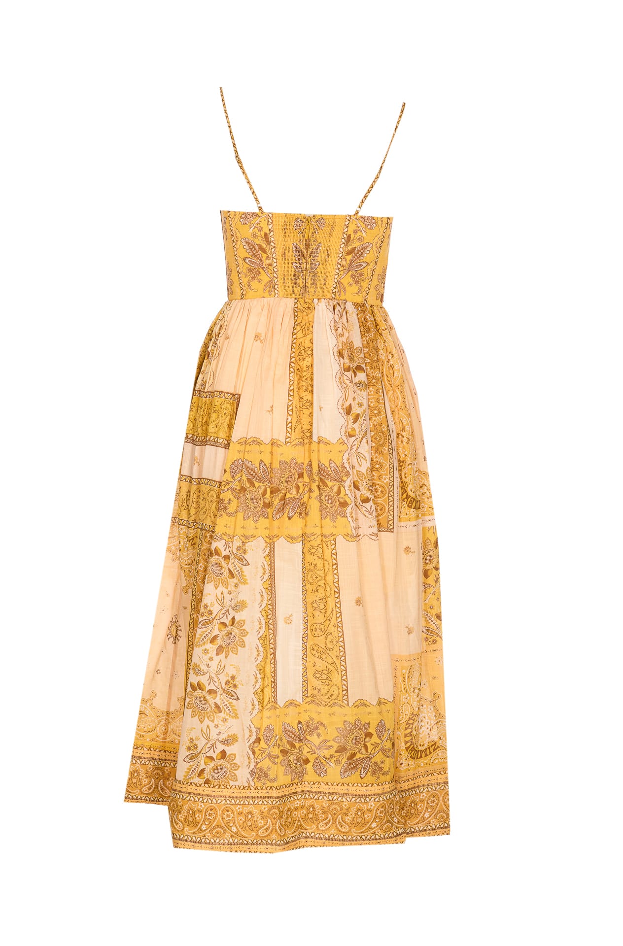 Zimmermann Womens Mustard Bandana Lucky Corset Cotton Midi Dress Xl In Yellow
