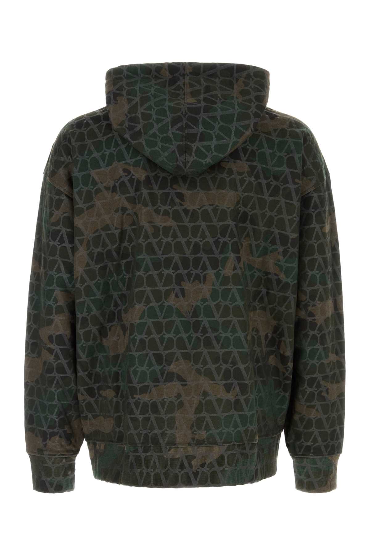 Shop Valentino Printed Cotton Blend Oversize Sweatshirt In Toilecamouarmy