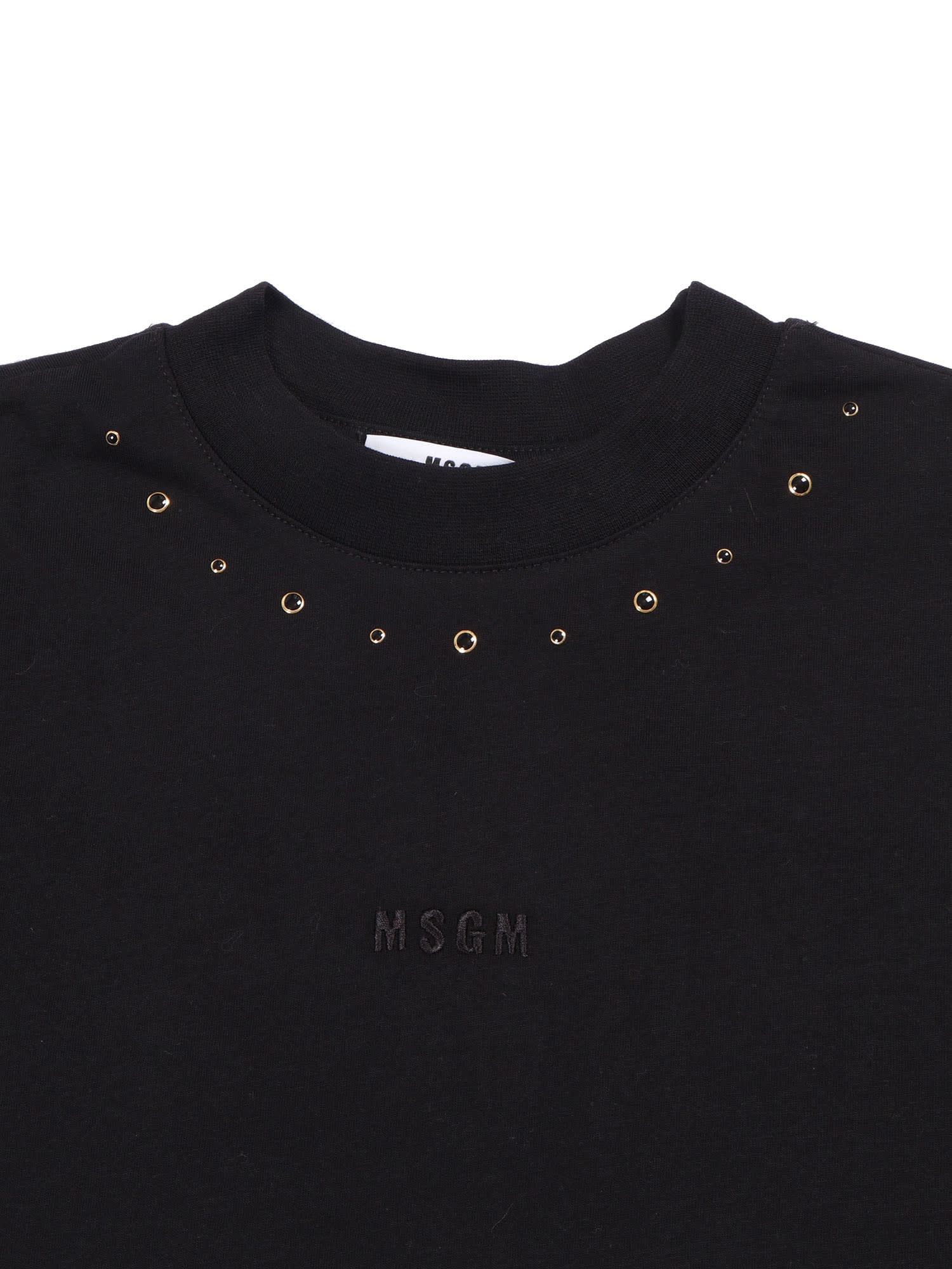Msgm Kids Studded T-shirt In Black
