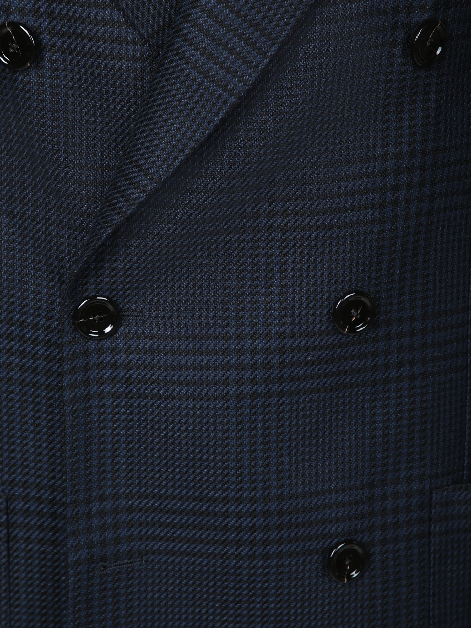 Lardini Double-breasted Tailored Black Blazer With Check Pattern In Black
