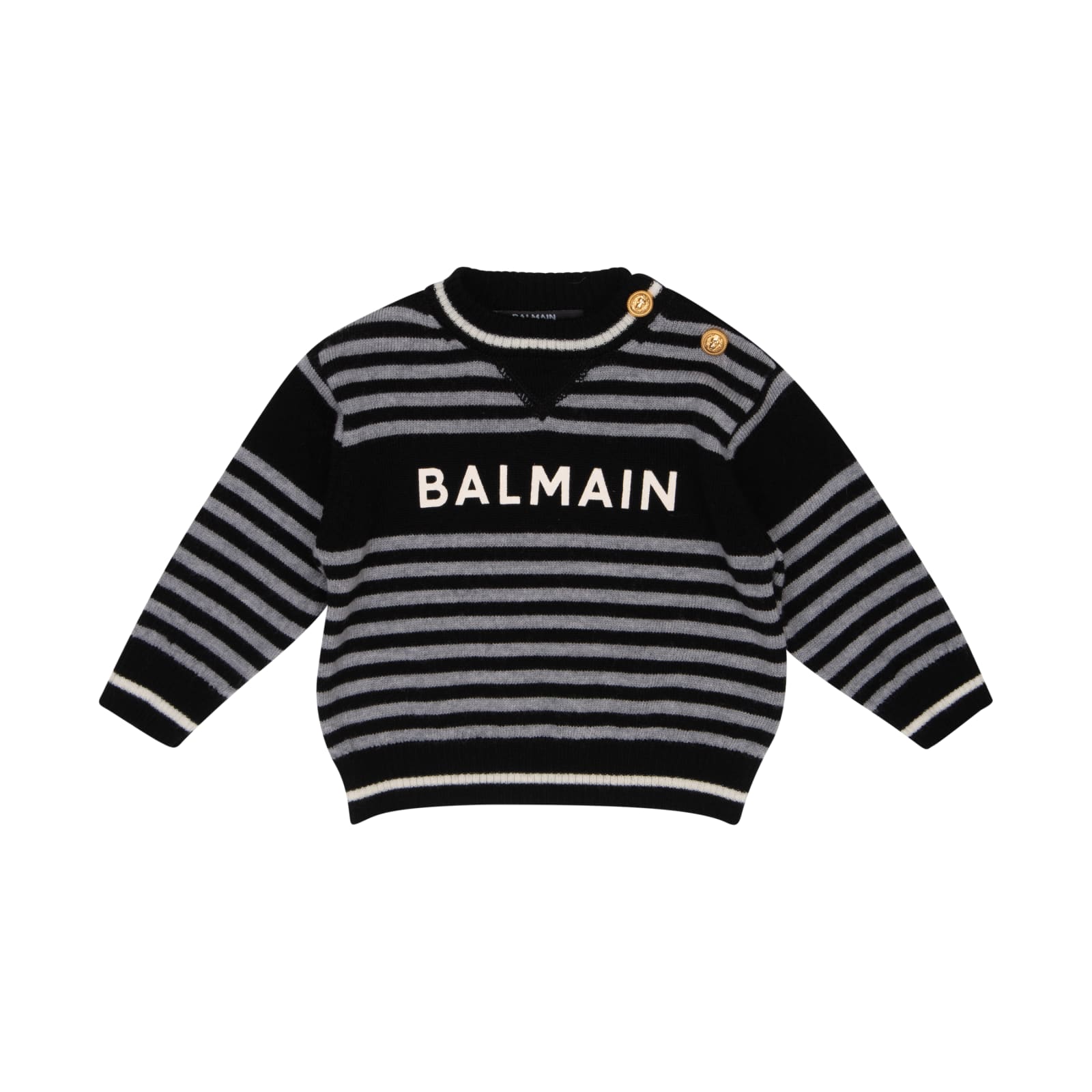 Shop Balmain Printed Sweater In Black