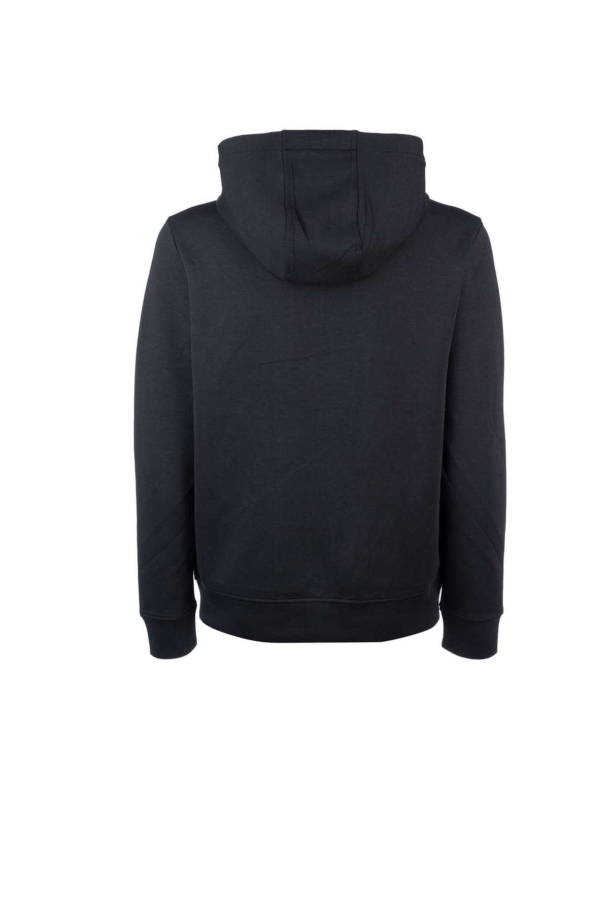 Emporio Armani Logo-embroidered Zipped Drawstring Hoodie In Blue