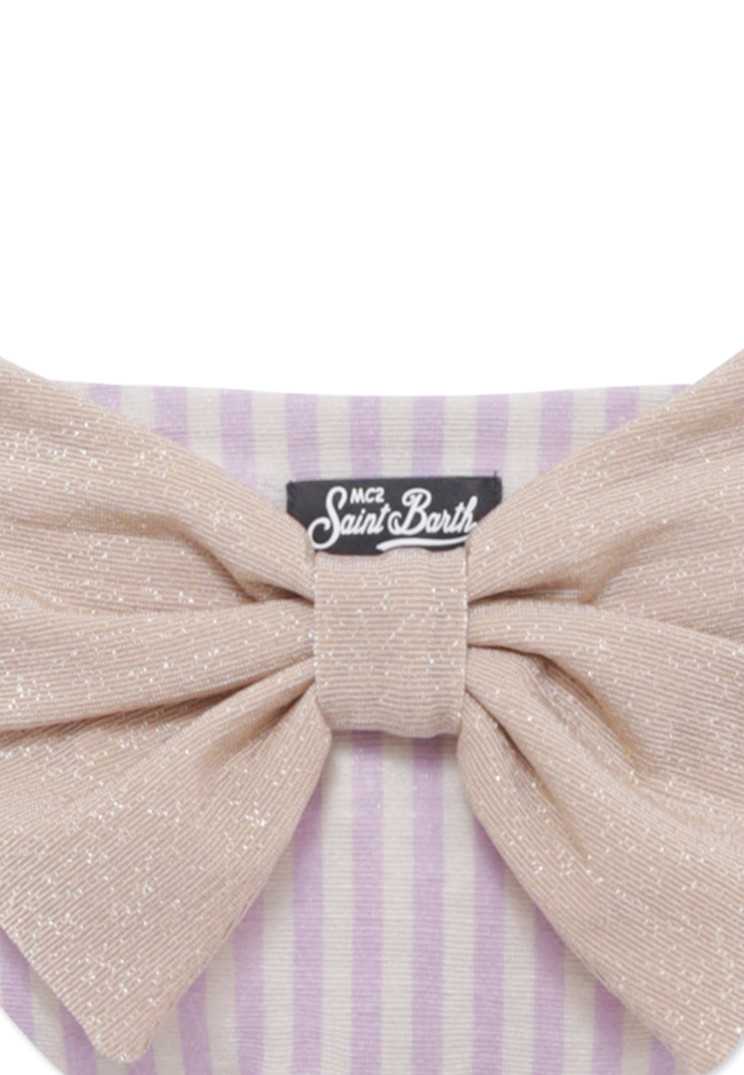Mc2 Saint Barth Lilac Swim Briefs For Girl With Bow In Purple