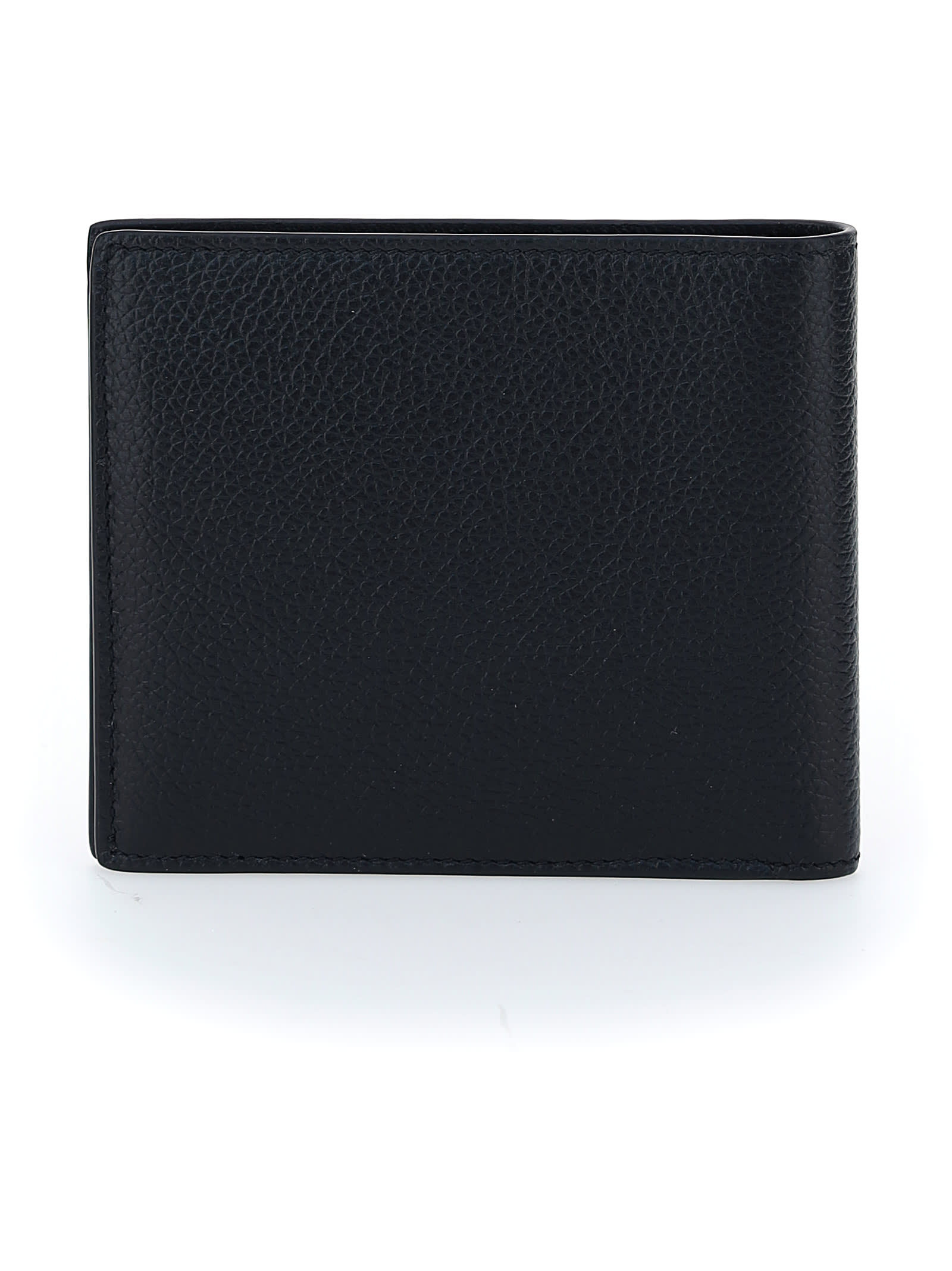 Balenciaga Black Wallet With Contrasting Logo Print In Leather Man In Black