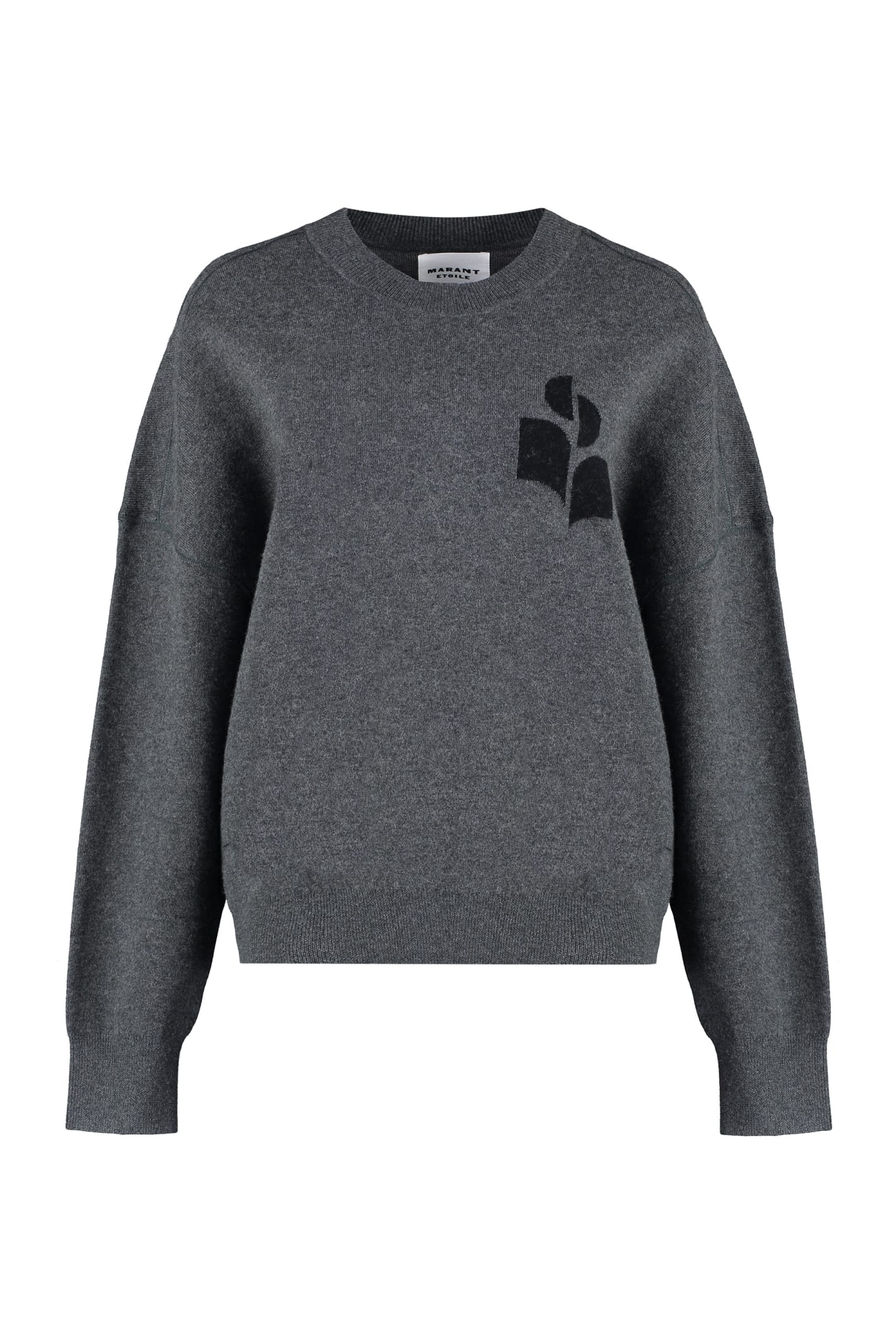 Shop Marant Etoile Atlee Long Sleeve Crew-neck Sweater In Grey