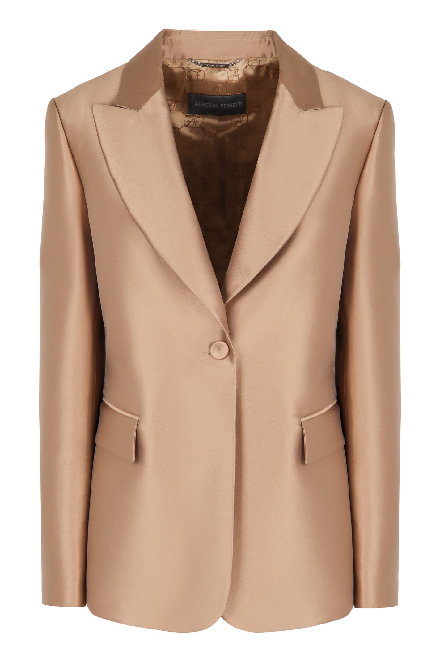 Shop Alberta Ferretti Ìsatin Blazer In Beige