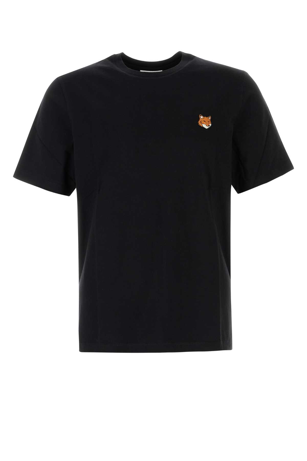 Maison Kitsuné Black Regular T-shirt With Logo Patch In Black