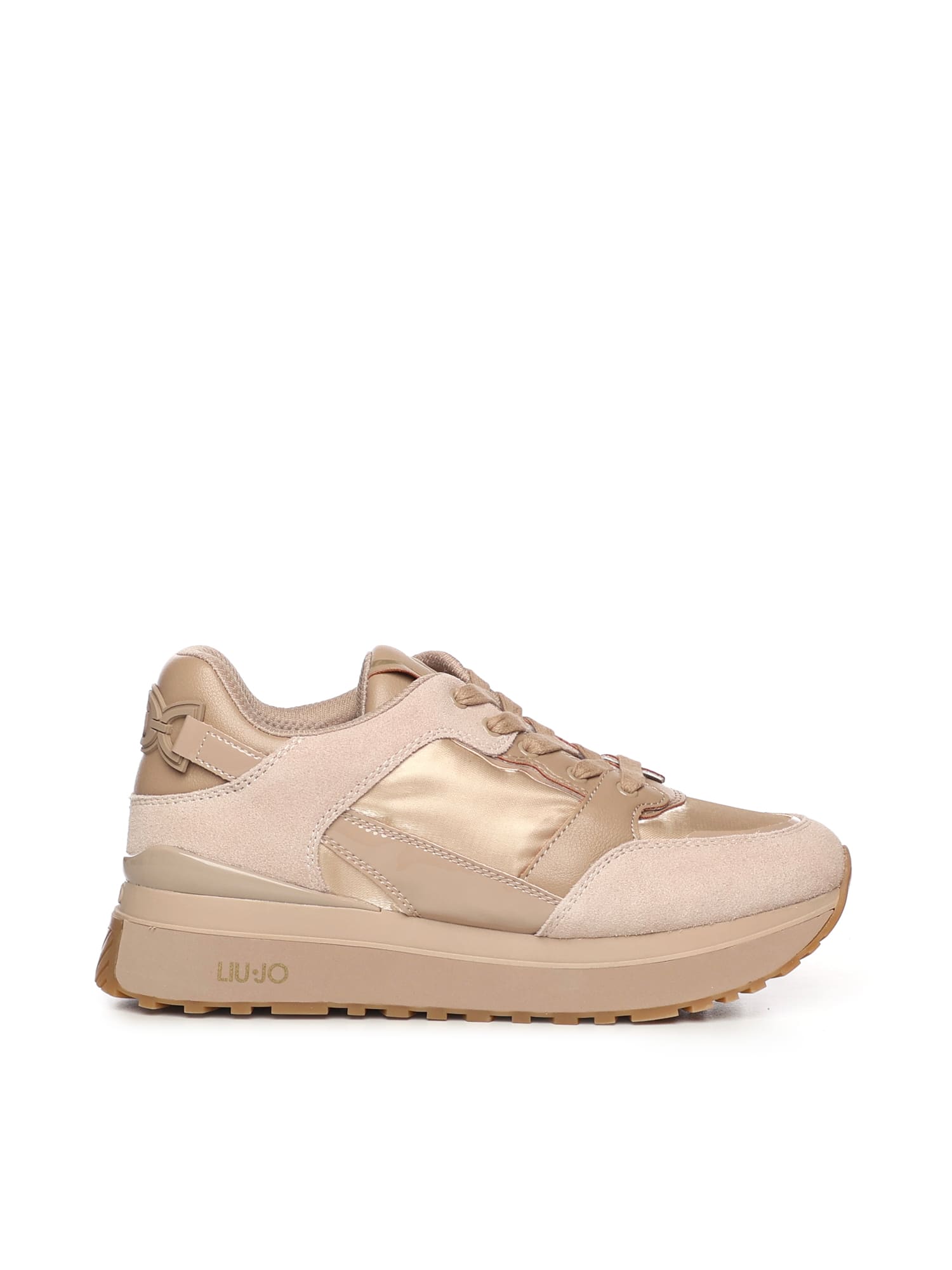 Liu •jo Leather Platform Sneakers In Nude