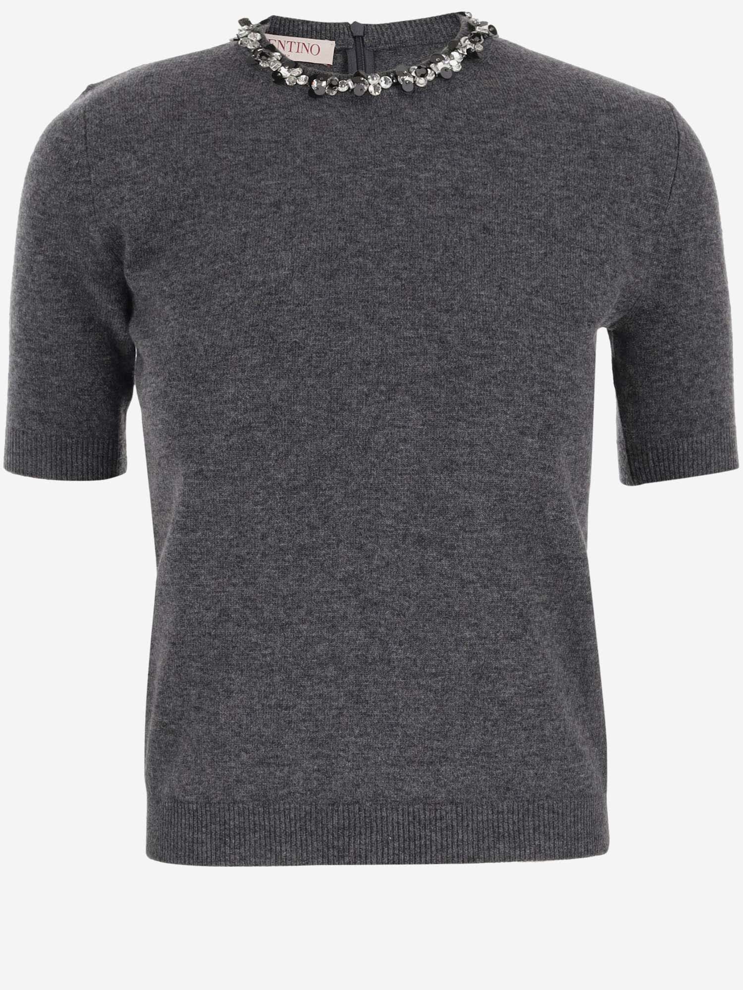 Shop Valentino Wool Pullover In Grey