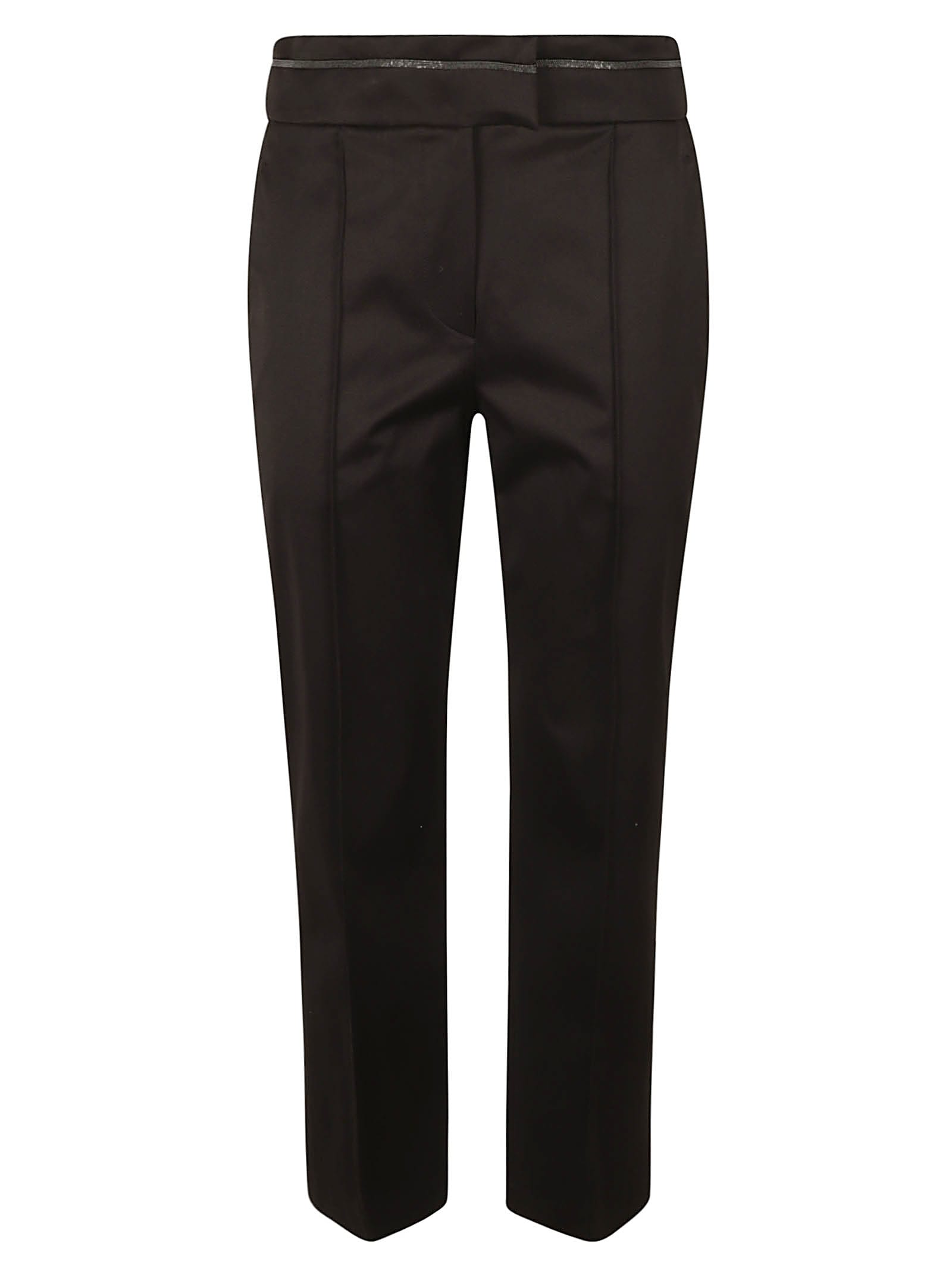 Shop Brunello Cucinelli High Embellished Waist Plain Crop Trousers In Black