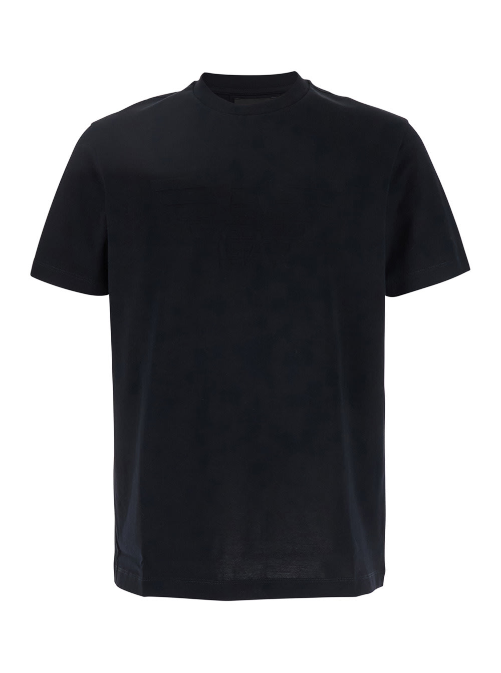 Emporio Armani Blue T-shirt With Logo On The Front Tone-on-tone In Cotton Man In Blue