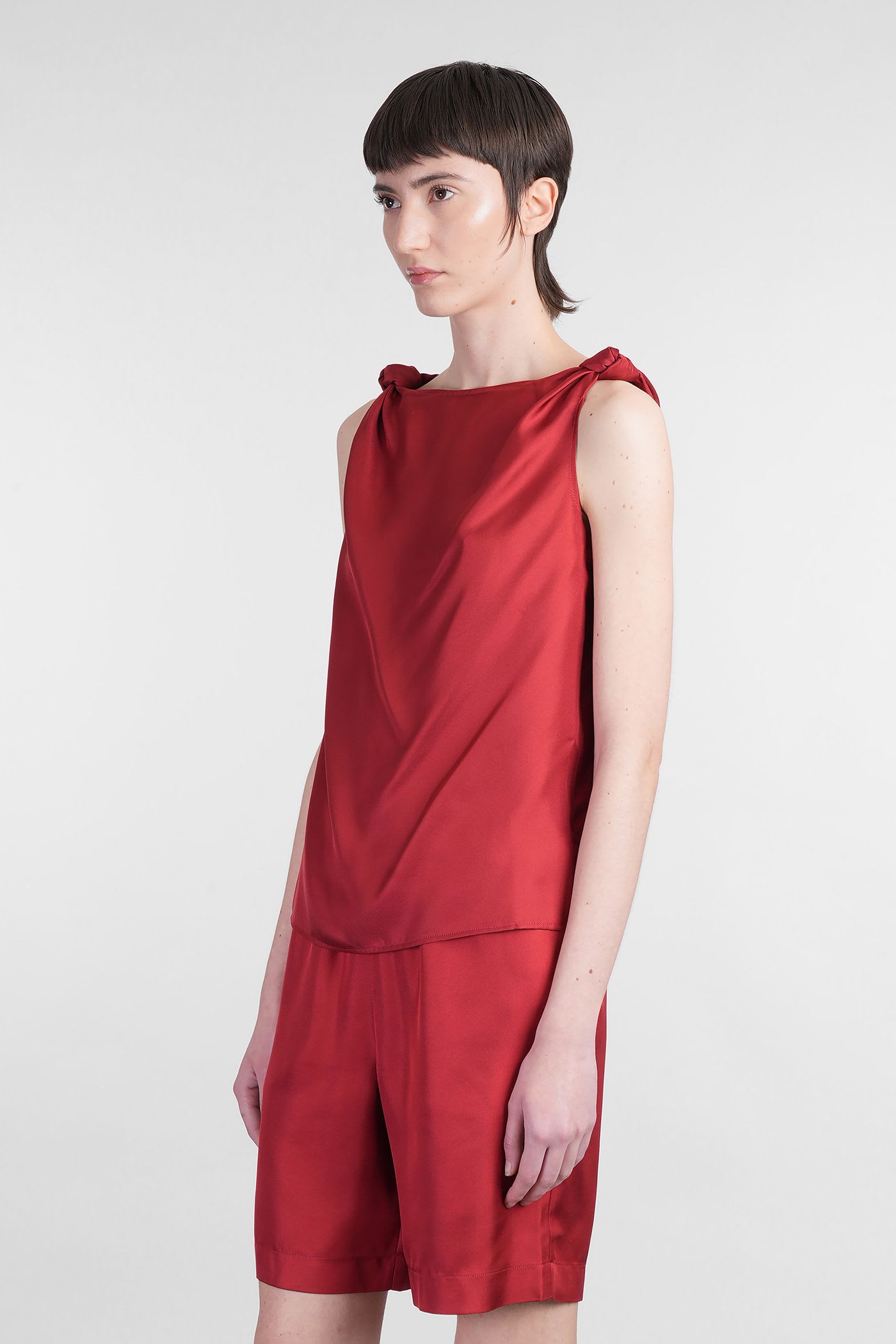 LOULOU STUDIO REMY TOPWEAR IN RED SILK 