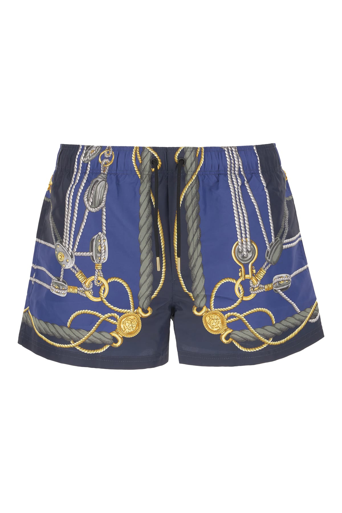 Versace Printed Polyester Swimming Shorts In Blue