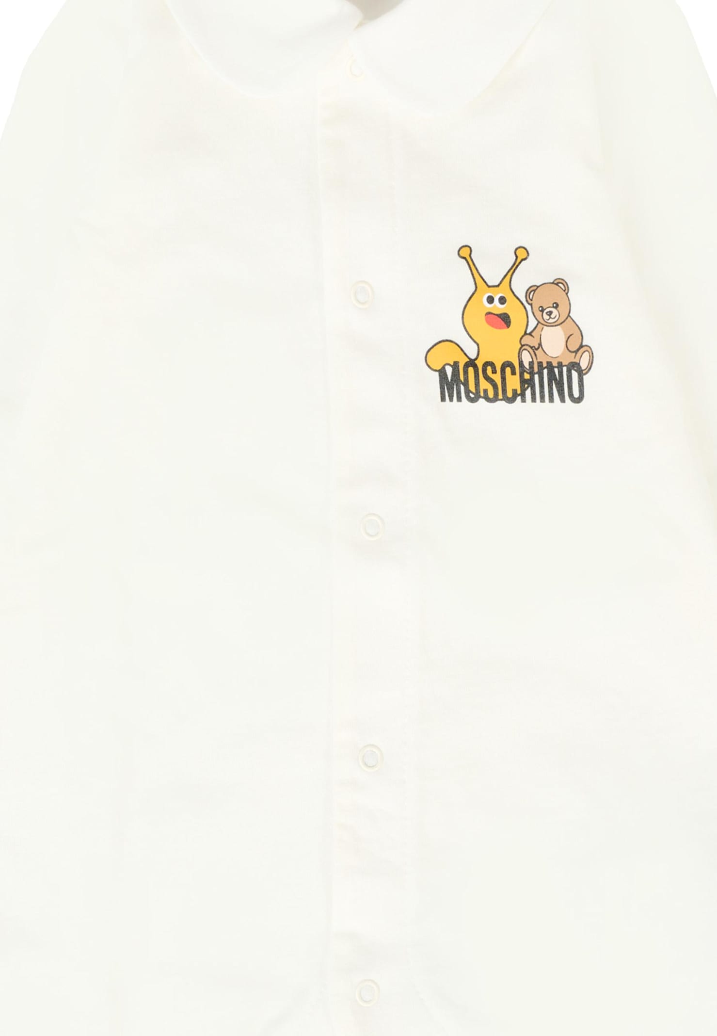 Moschino Ivory Babygrow For Babykids With Teddy Bear In White