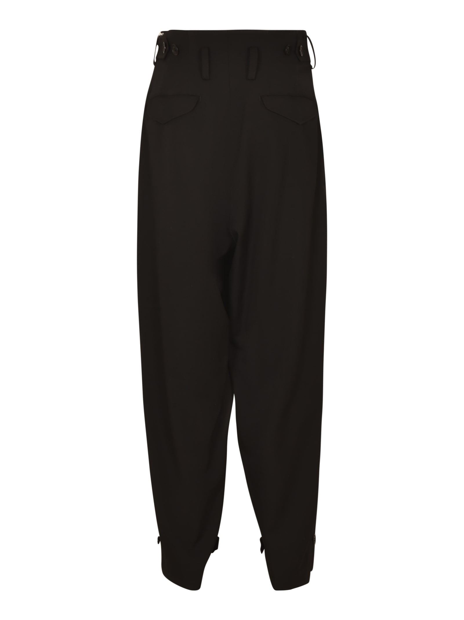 Shop Yohji Yamamoto Wide Leg Plain Trousers In Black