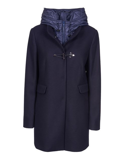 Fay Toggle Coat In Wool Cloth In Blu