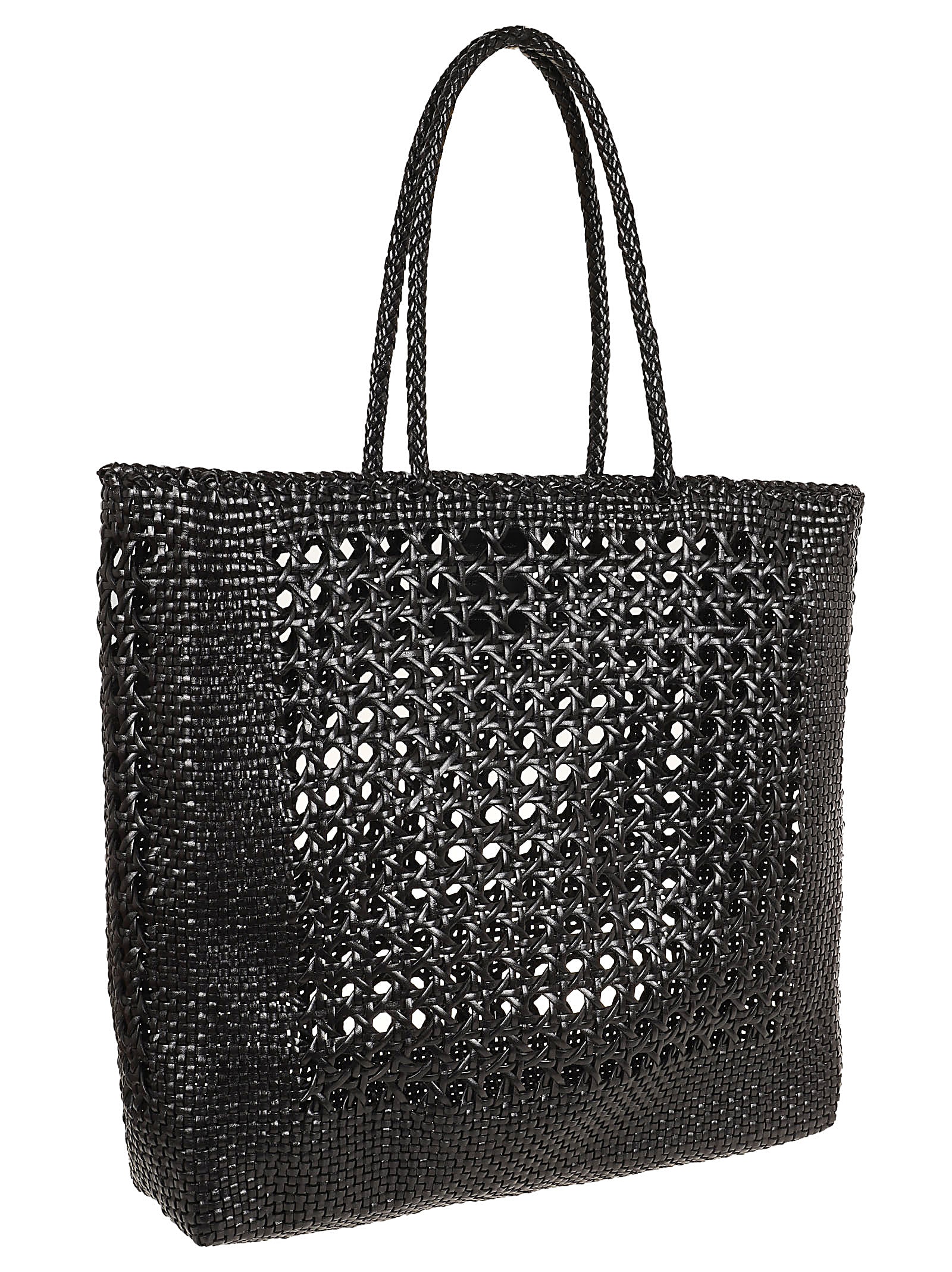 Dragon Diffusion Open Cannage Weave Tote In Black