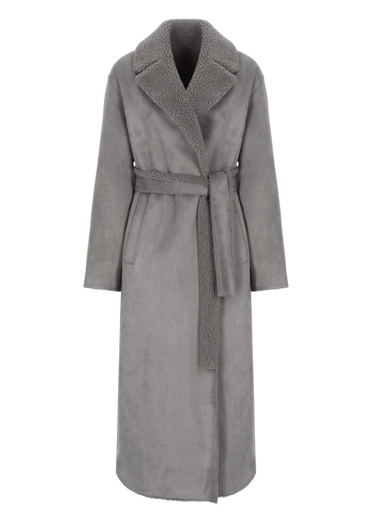 Betta Corradi Synthetic Teddy Coat In Gray